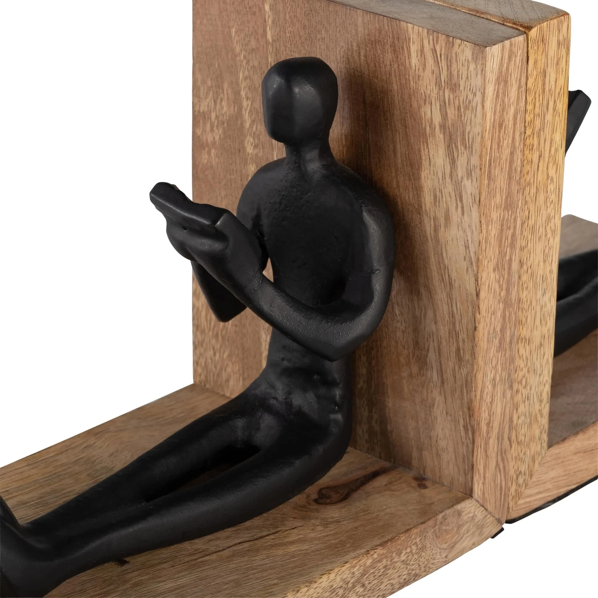 Wood, S/2 6" Man Reading Bookends, Brown/black - Image 5