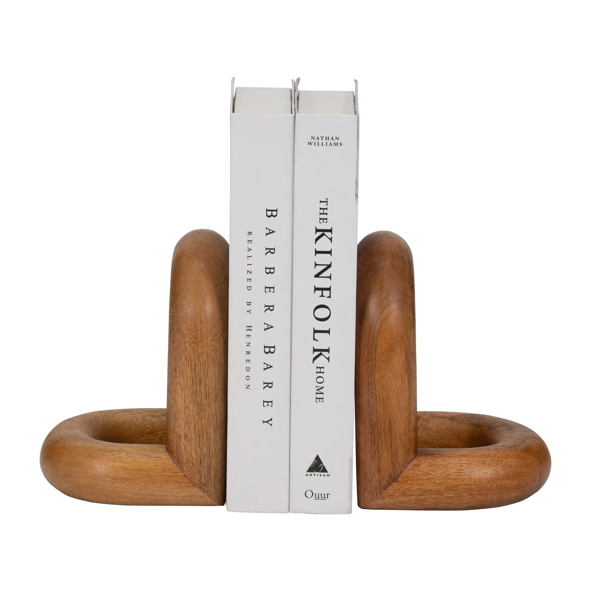 Wood, S/2 7" Loopy Bookends, Brown - Image 2