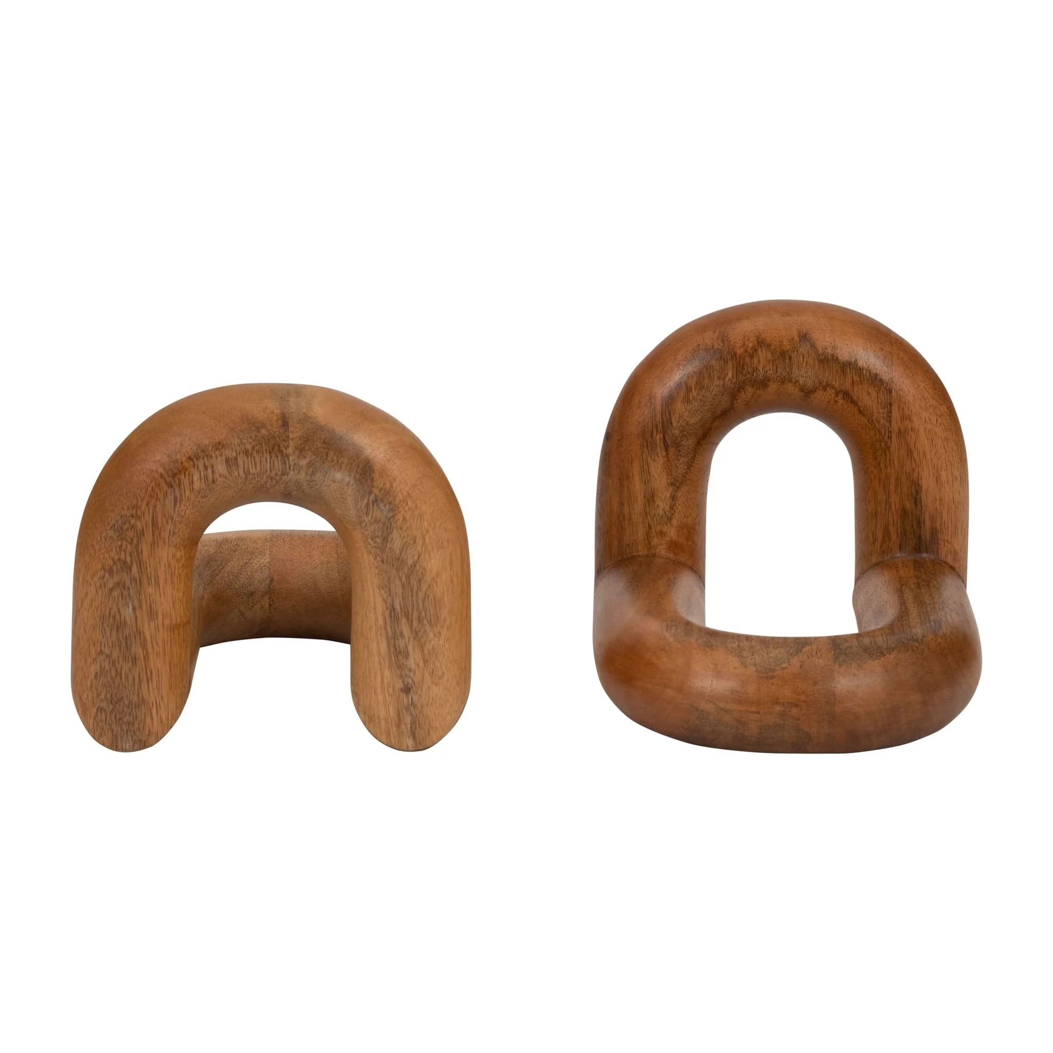 Wood, S/2 7" Loopy Bookends, Brown - Image 6