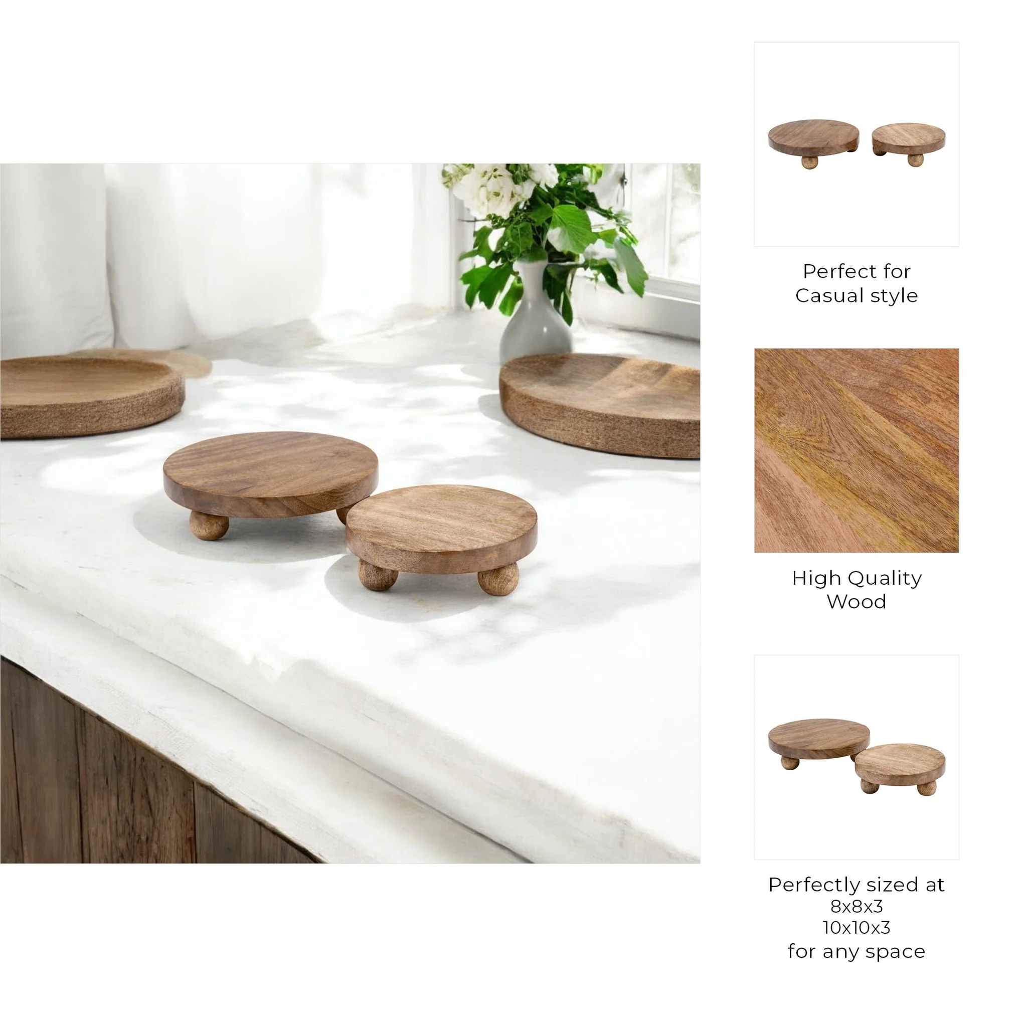 Wood, S/2 8/10"d  Round Risers, Natural - Image 10