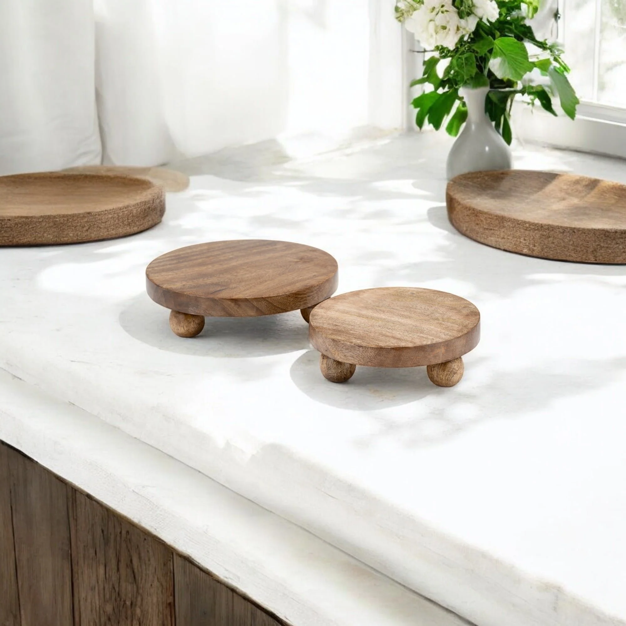 Wood, S/2 8/10"d  Round Risers, Natural - Image 11