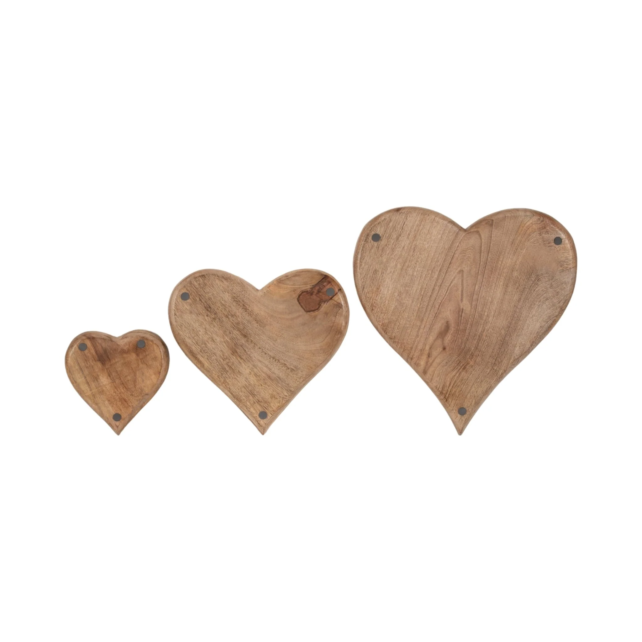 Wood, S/3 7/11/14" Heart Trays, Natural - Image 8