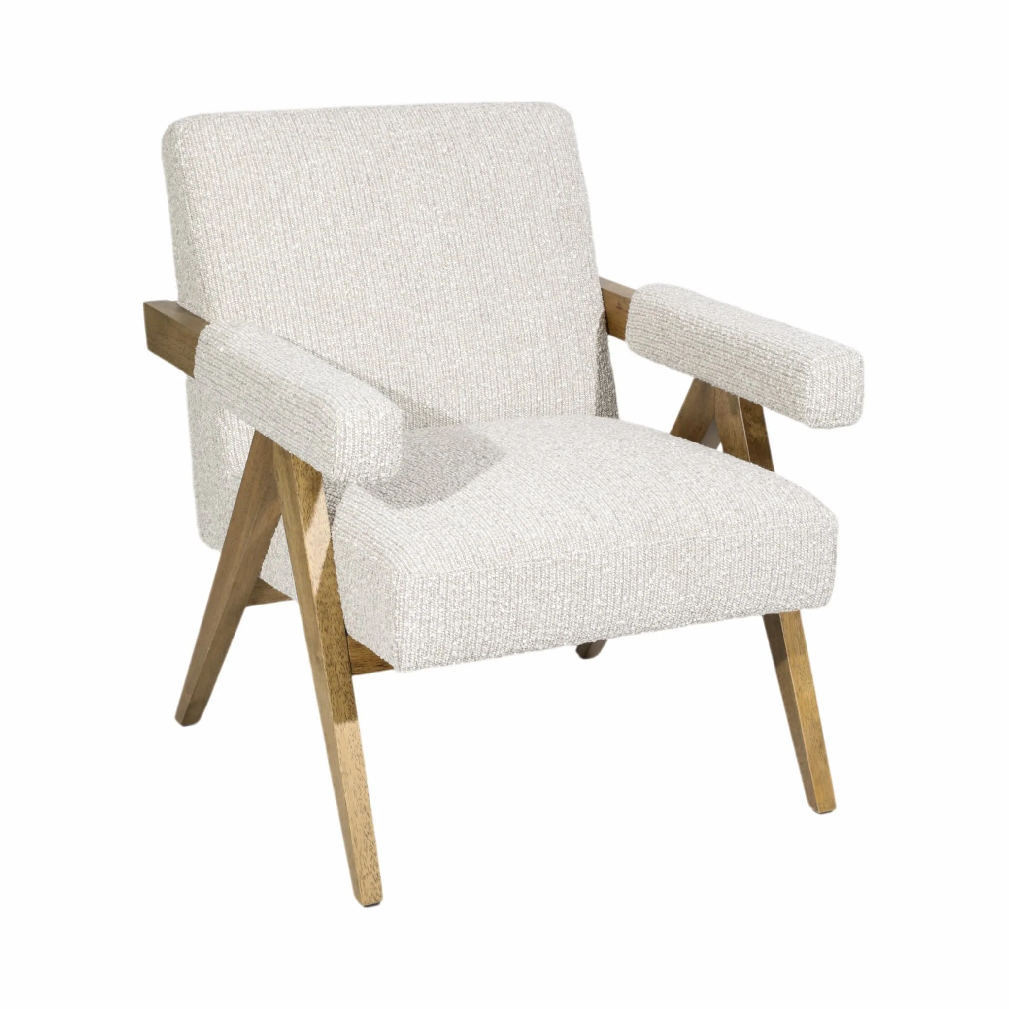 Wood, Scandinavian Accent Chair, Ivory - Image 2
