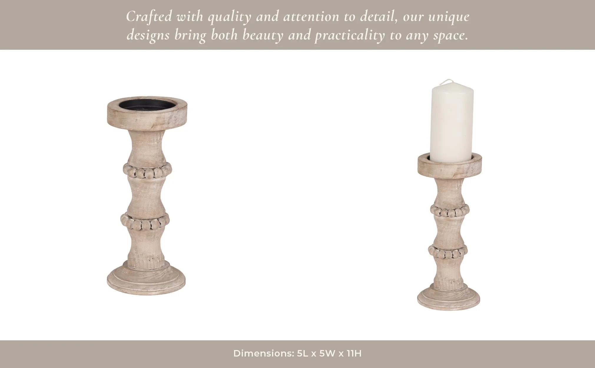 Wooden 11" Antique Style Candle Holder - Image 15