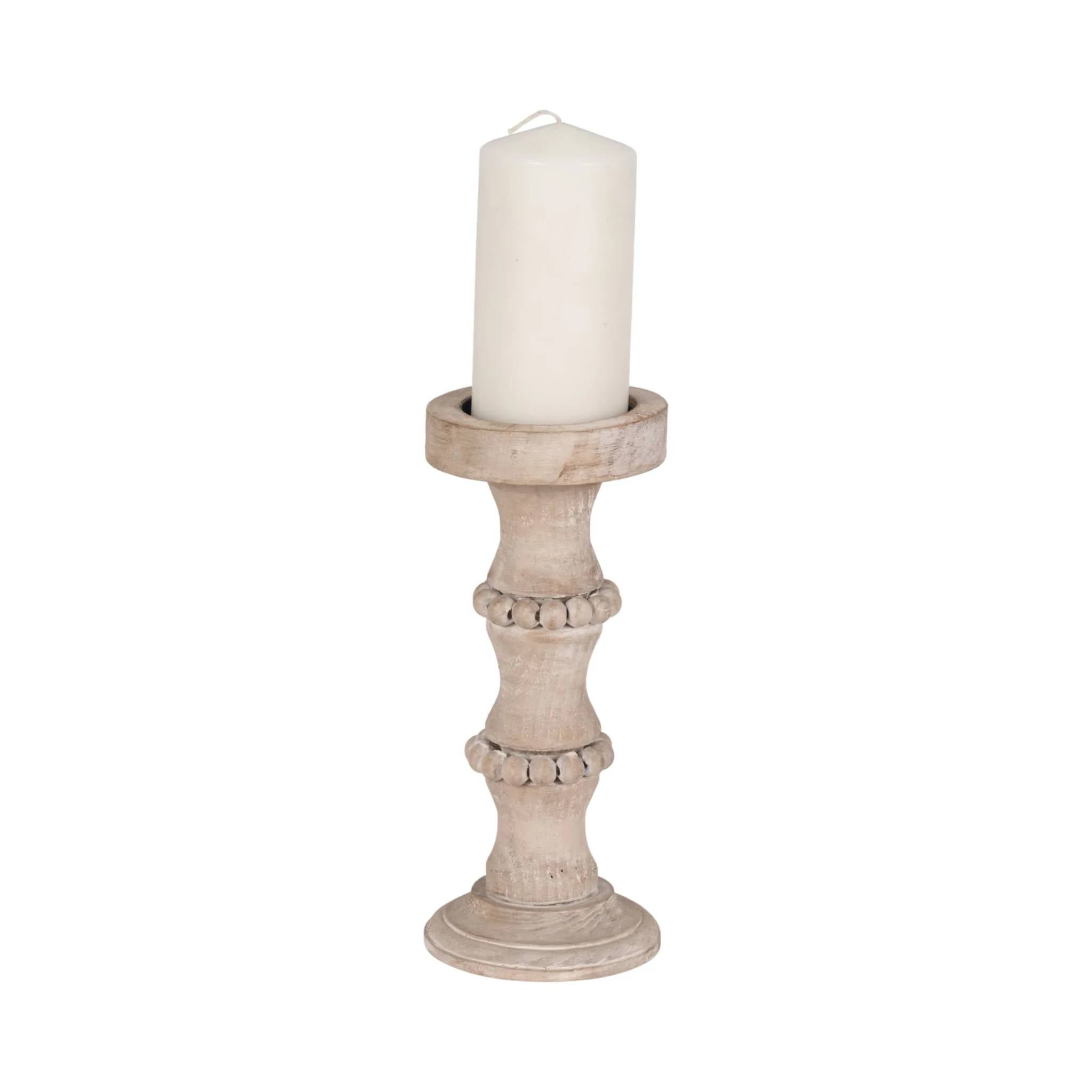 Wooden 11" Antique Style Candle Holder - Image 2