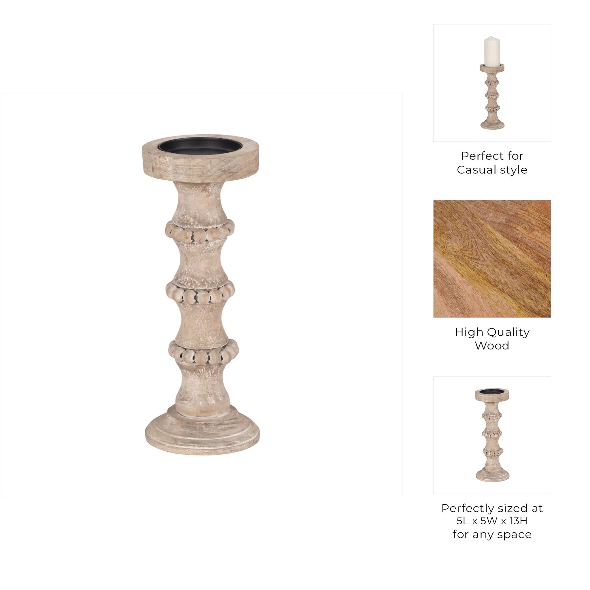 Wooden 13" Antique Style Candle Holder - Image 9