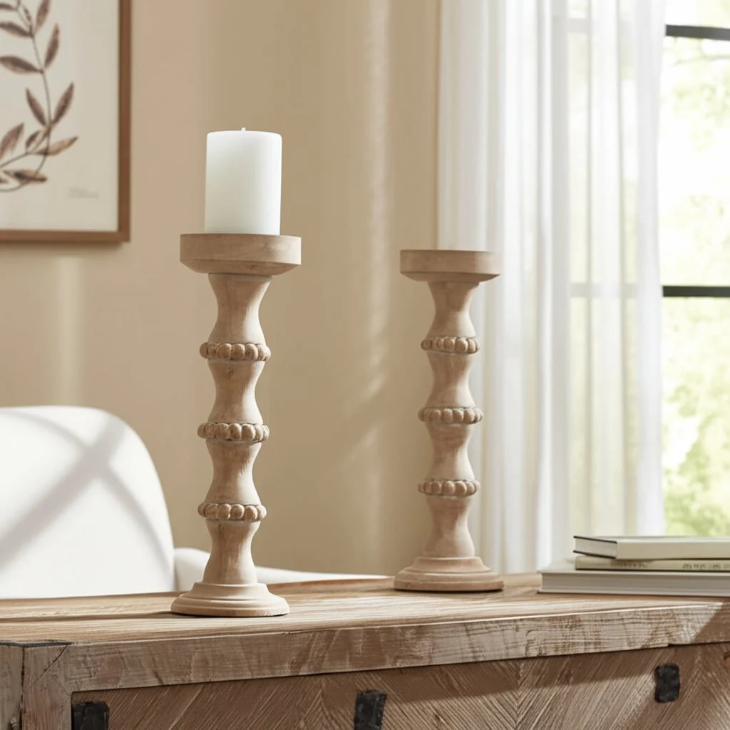 Wooden 14" Antique Style Candle Holder - Image 11