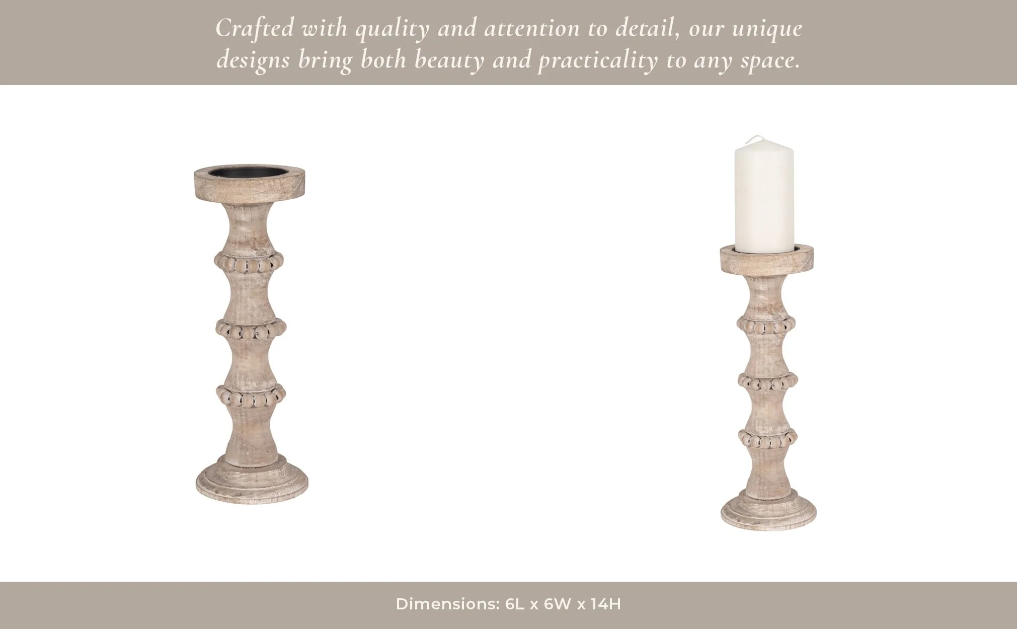 Wooden 14" Antique Style Candle Holder - Image 13