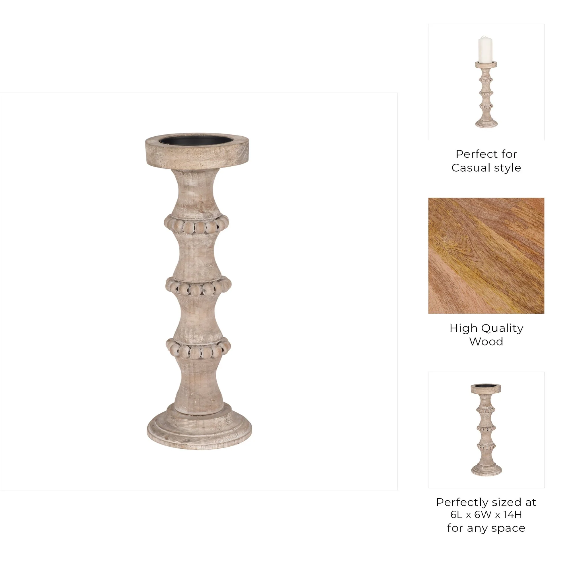 Wooden 14" Antique Style Candle Holder - Image 9