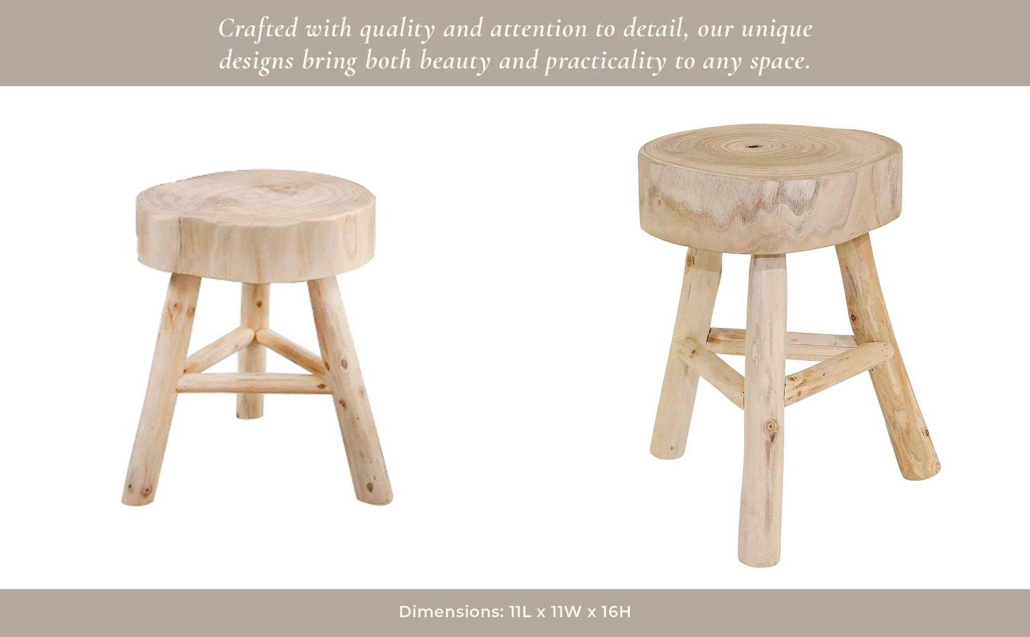 Wooden 16" Stool, Natural - Image 11