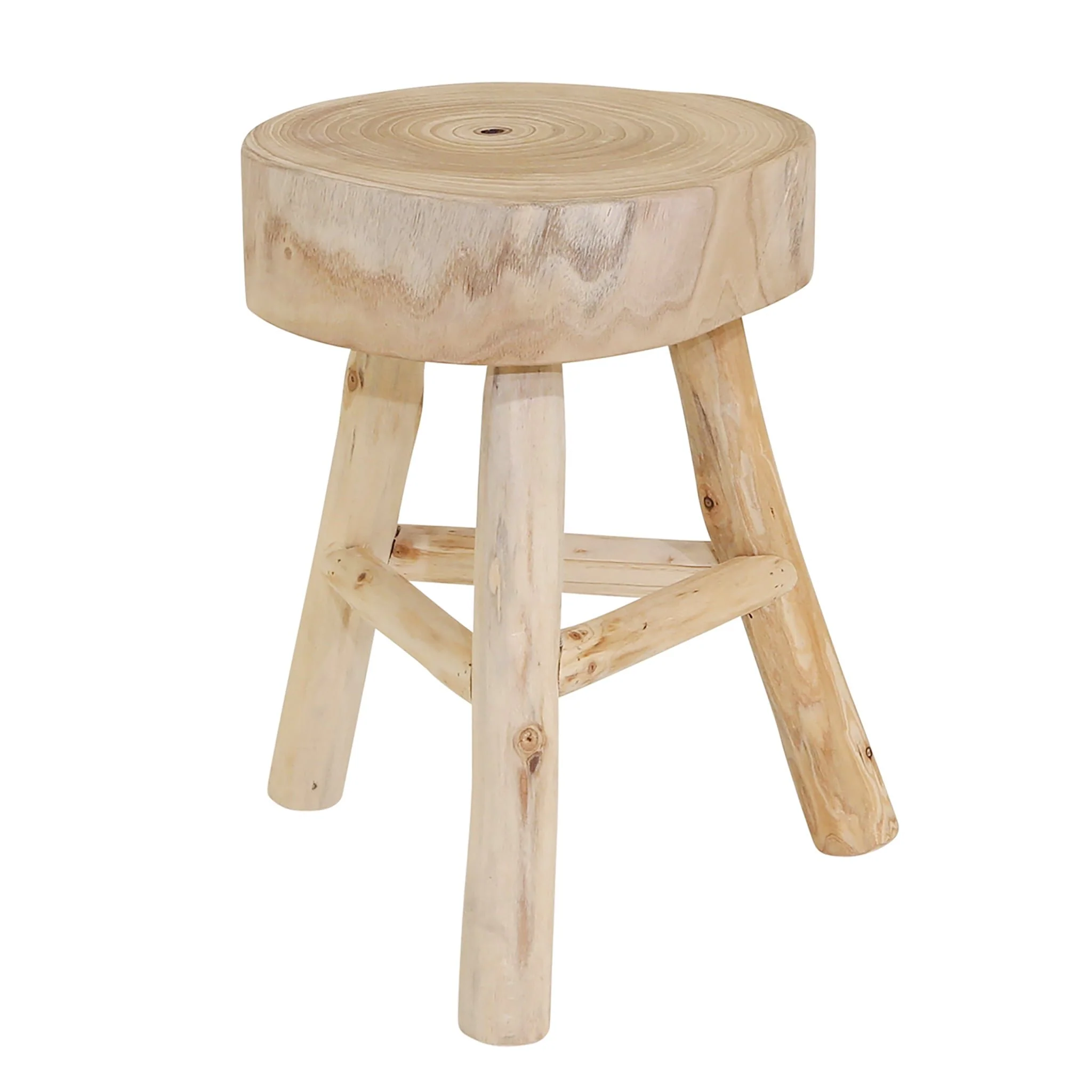 Wooden 16" Stool, Natural - Image 2