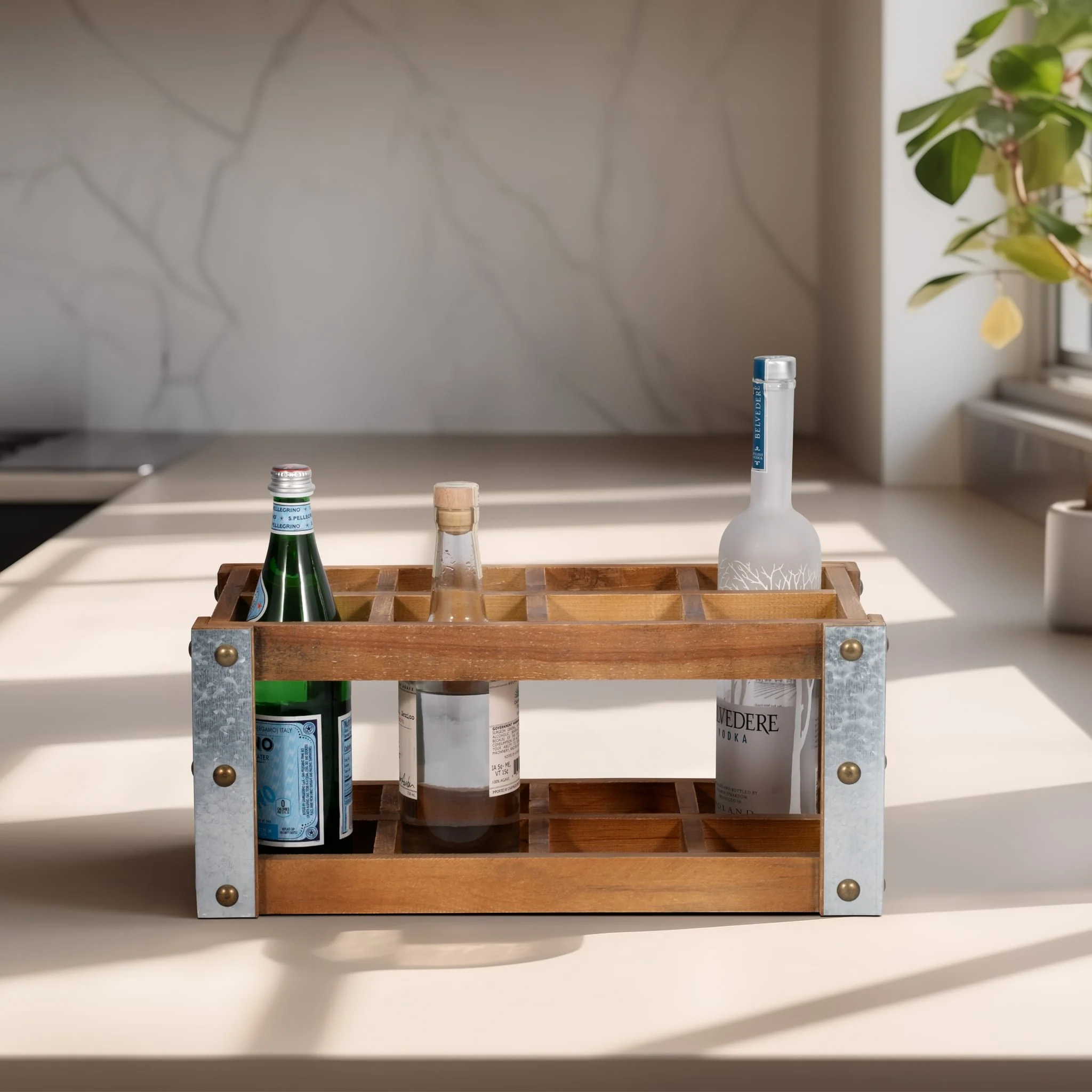 Wooden 8-bottle Wine Rack, Brown - Image 11