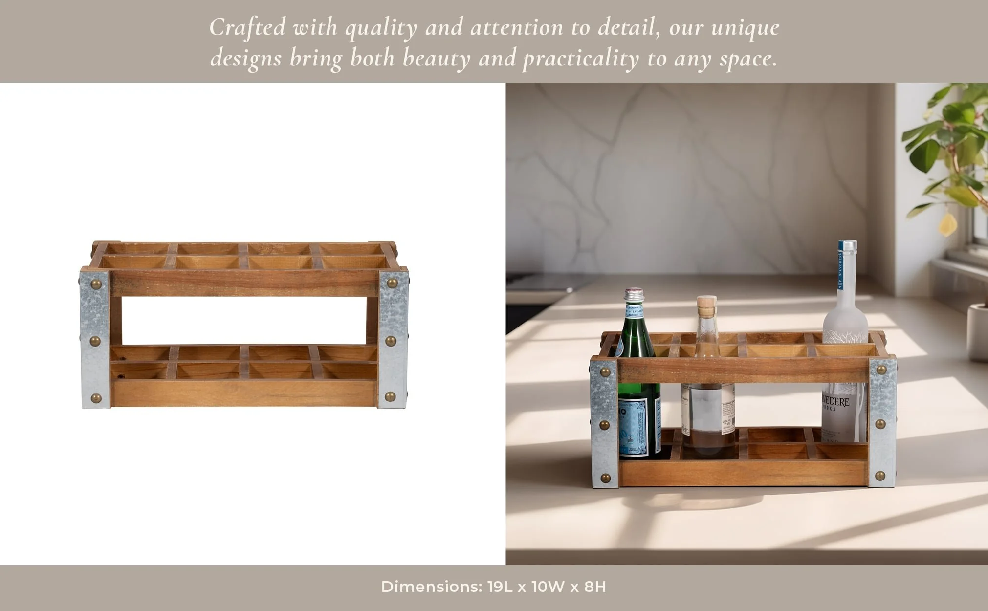Wooden 8-bottle Wine Rack, Brown - Image 12