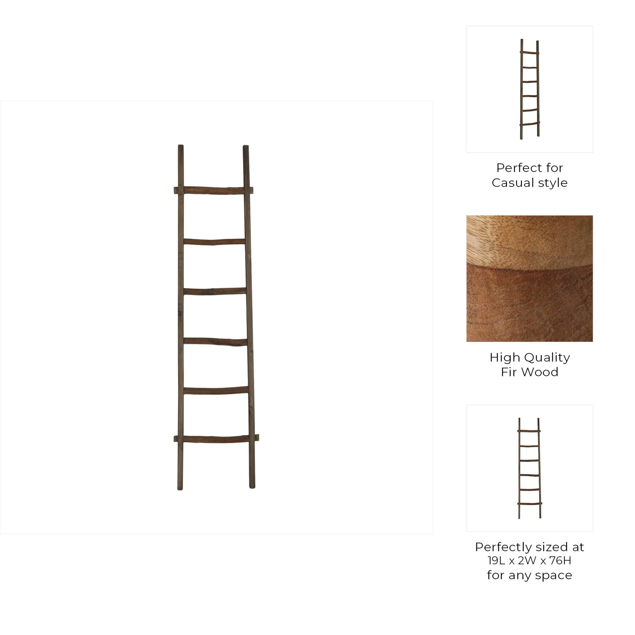 Wooden Decorative 76" Ladder,brown - Image 9