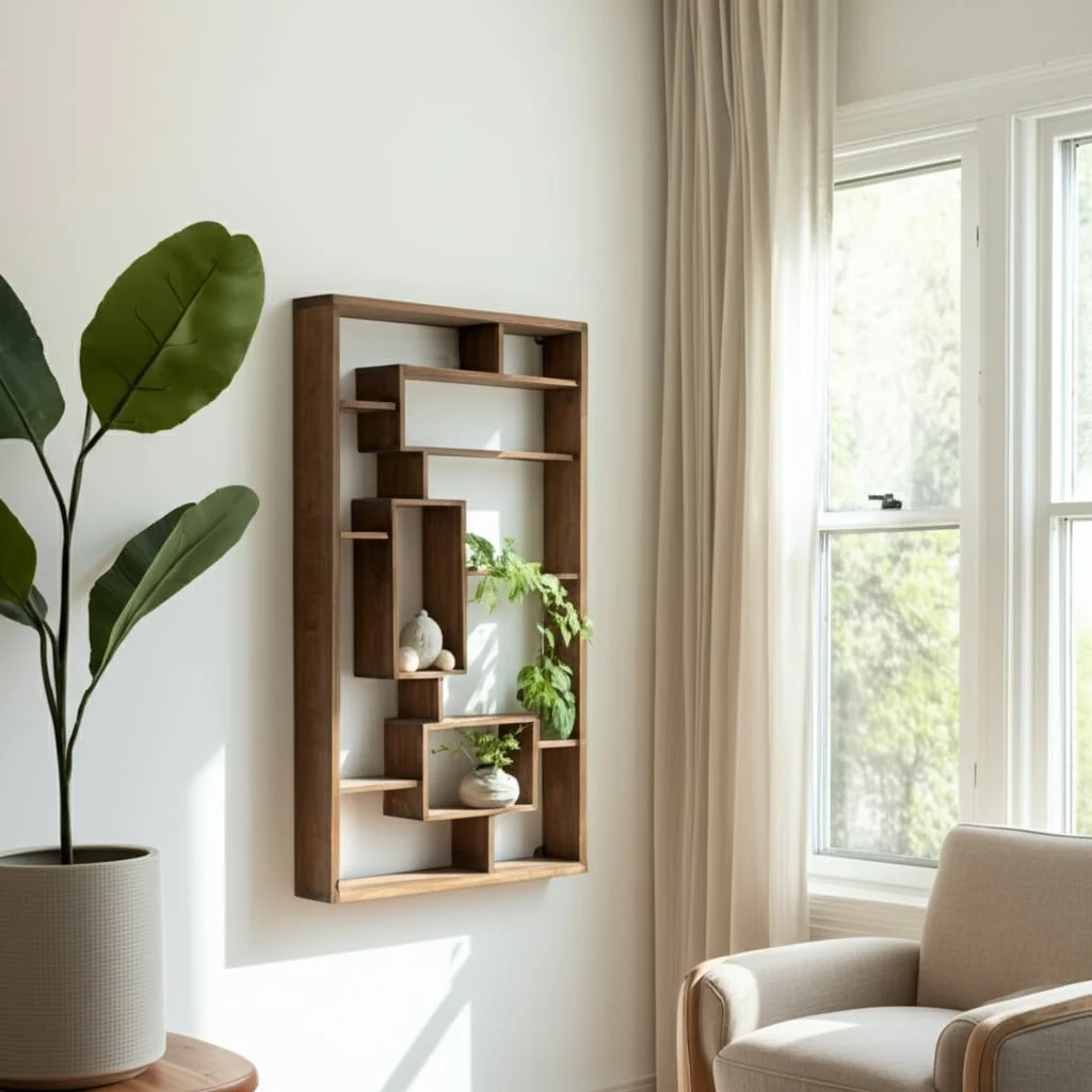 Wooden Multi-tier Wall Shelf, Brown - Image 10