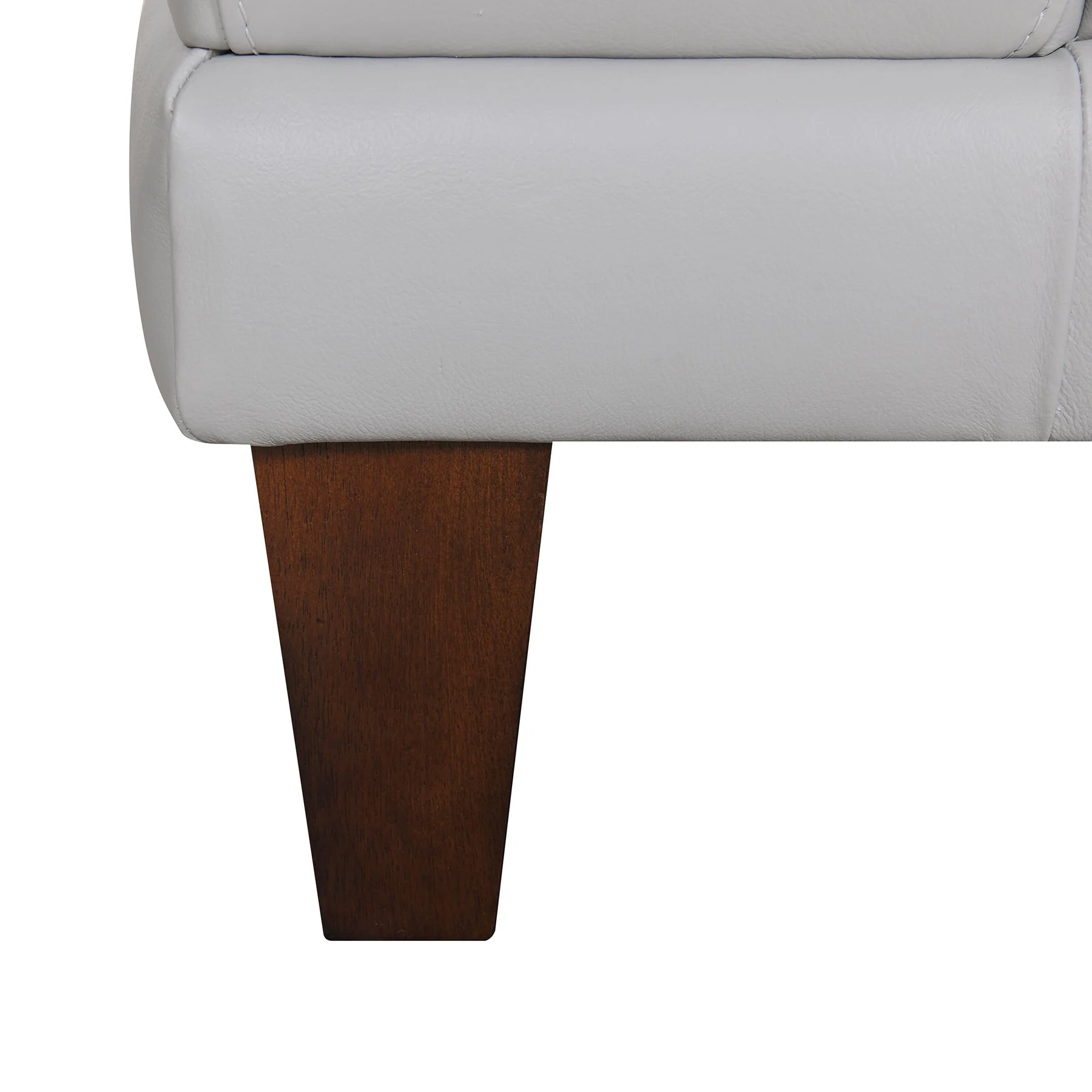 Wynne Contemporary Sofa in Genuine Dove Gray Leather with Brown Wood Legs - Image 7
