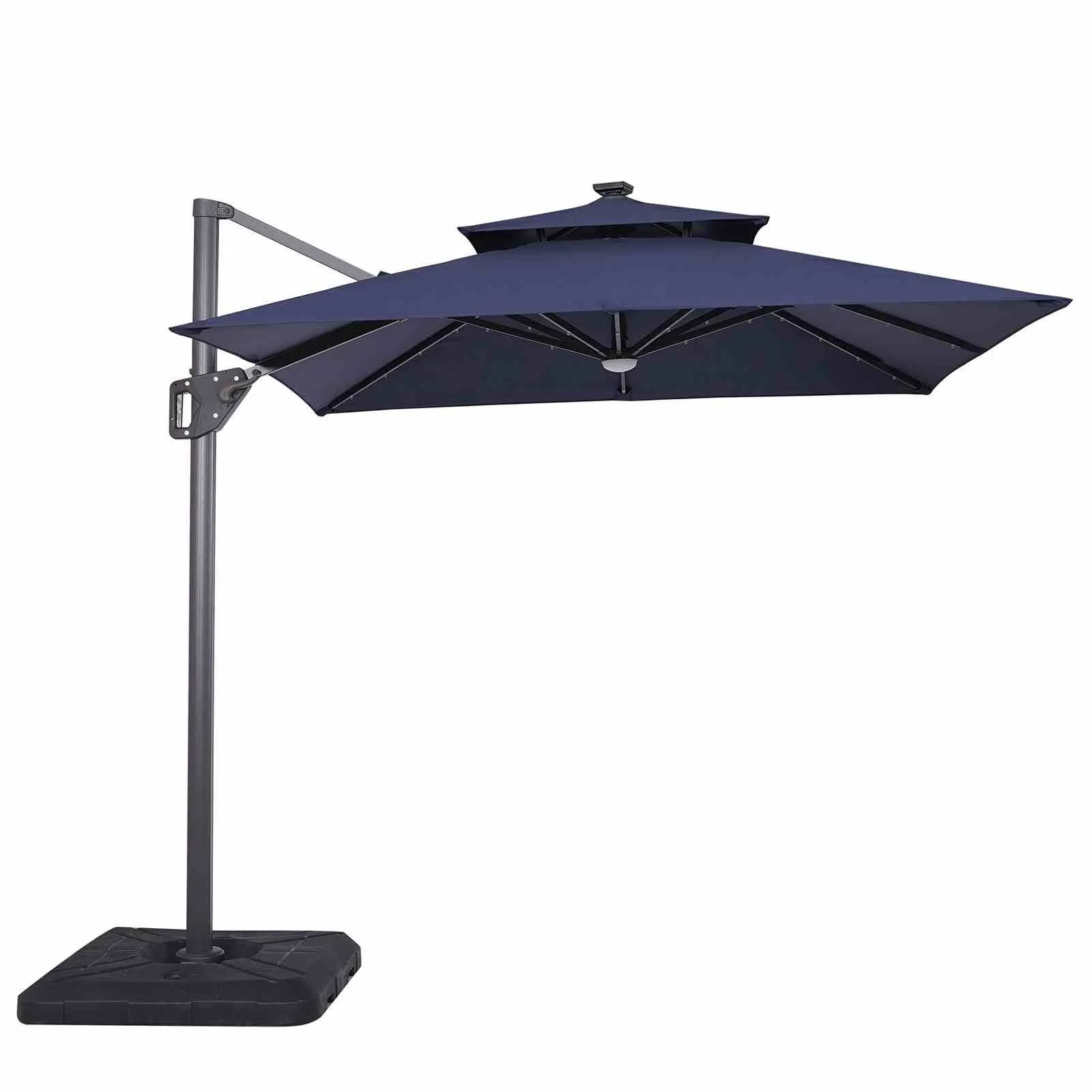 Xico 8' SQ Umbrella, Double Top, LED Light + Control, Navy + Base - Image 2