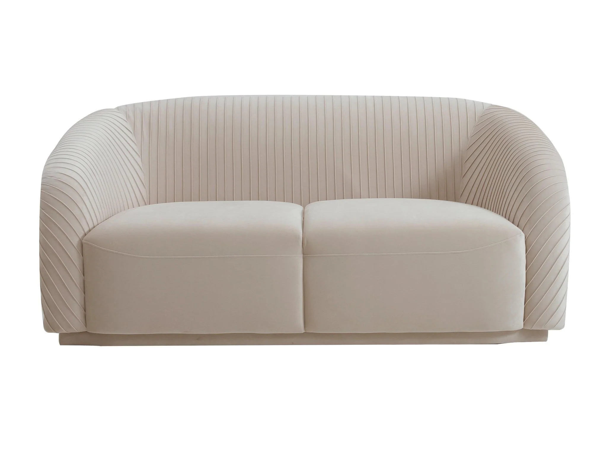 Yara Pleated Beige Velvet Loveseat - Image 3
