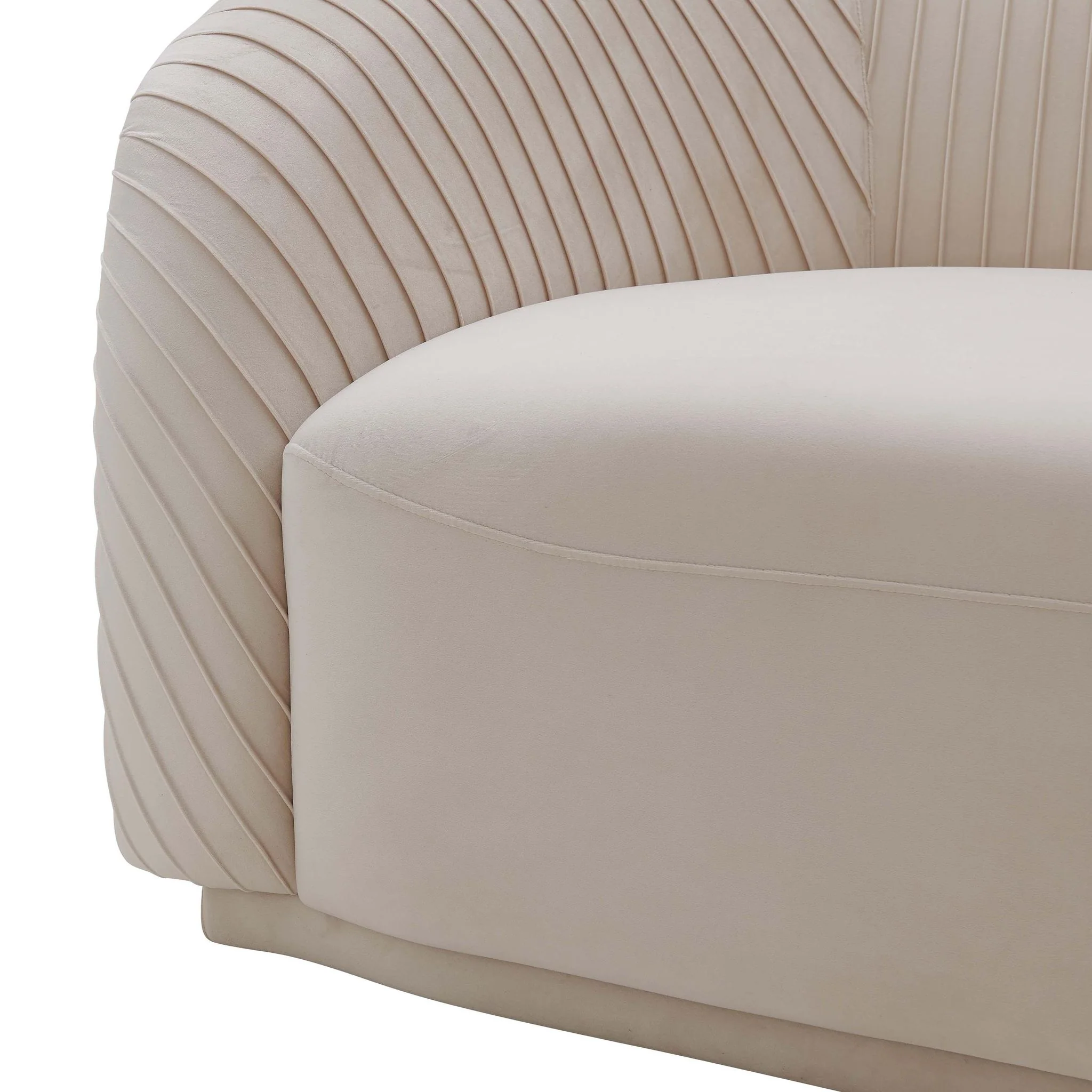 Yara Pleated Beige Velvet Sofa - Image 5