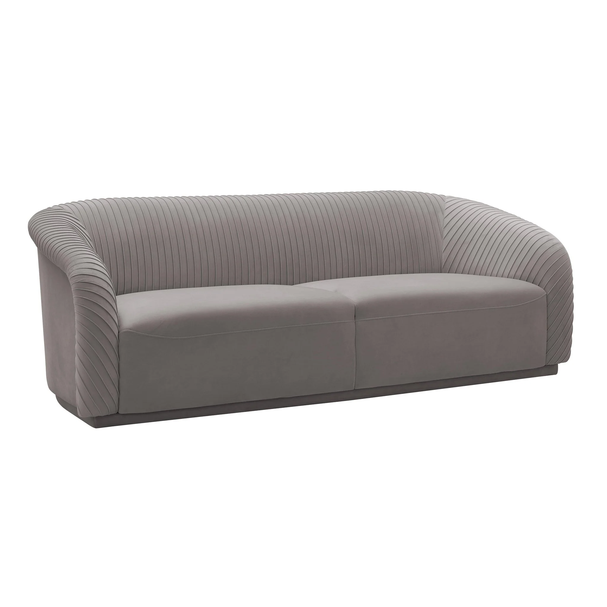 Yara Pleated Grey Velvet Sofa - Image 3