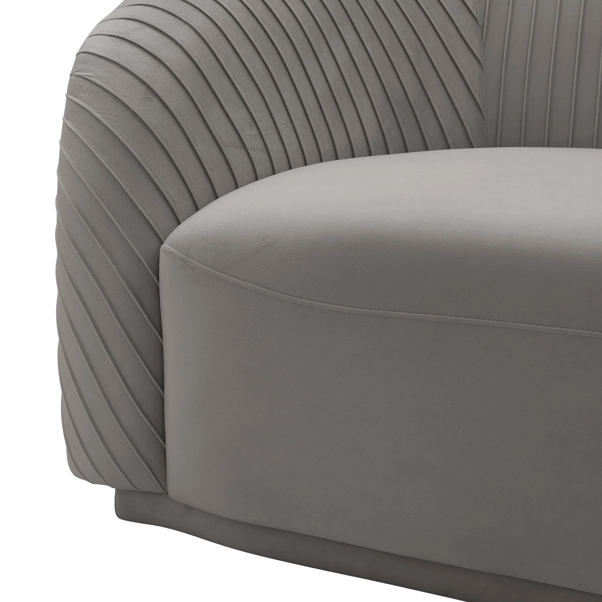 Yara Pleated Grey Velvet Sofa - Image 5
