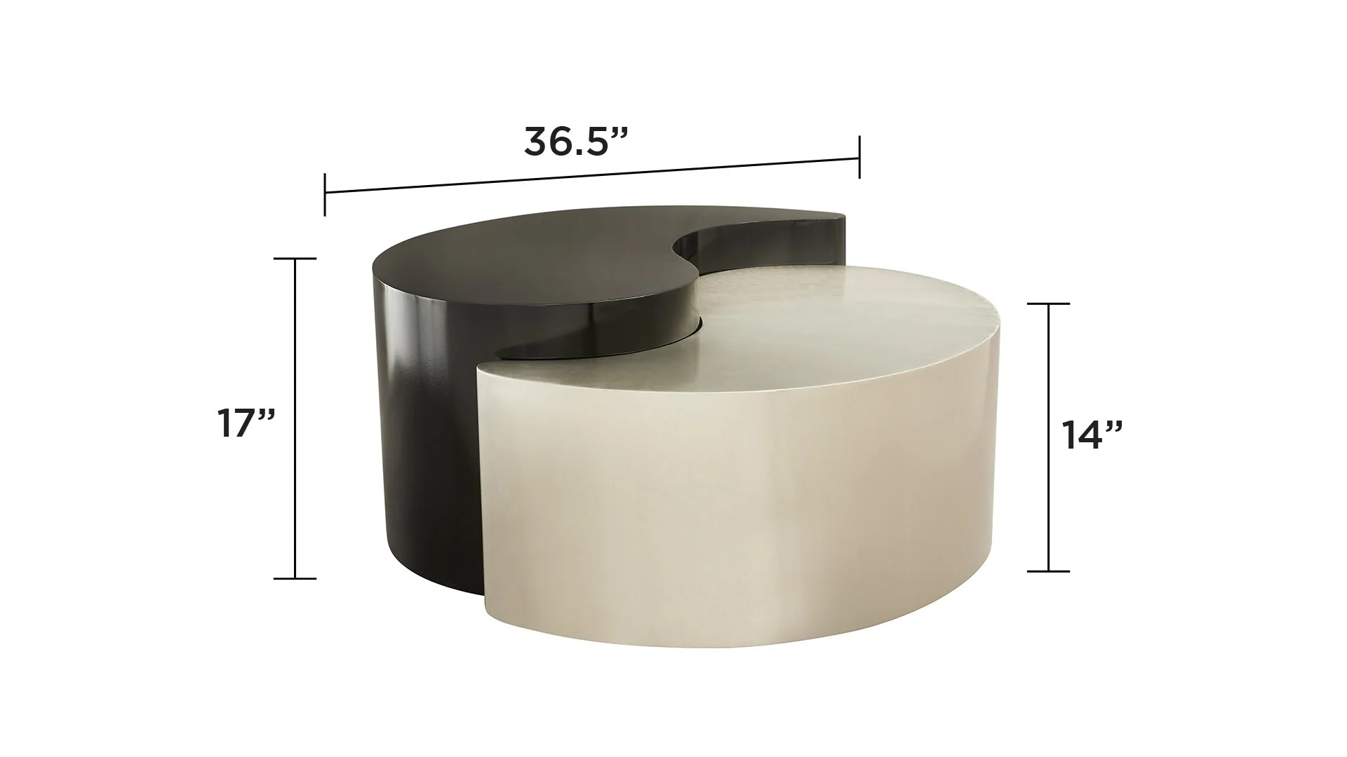 Ying Yang  Coffee Table in Black & Silver - Image 2