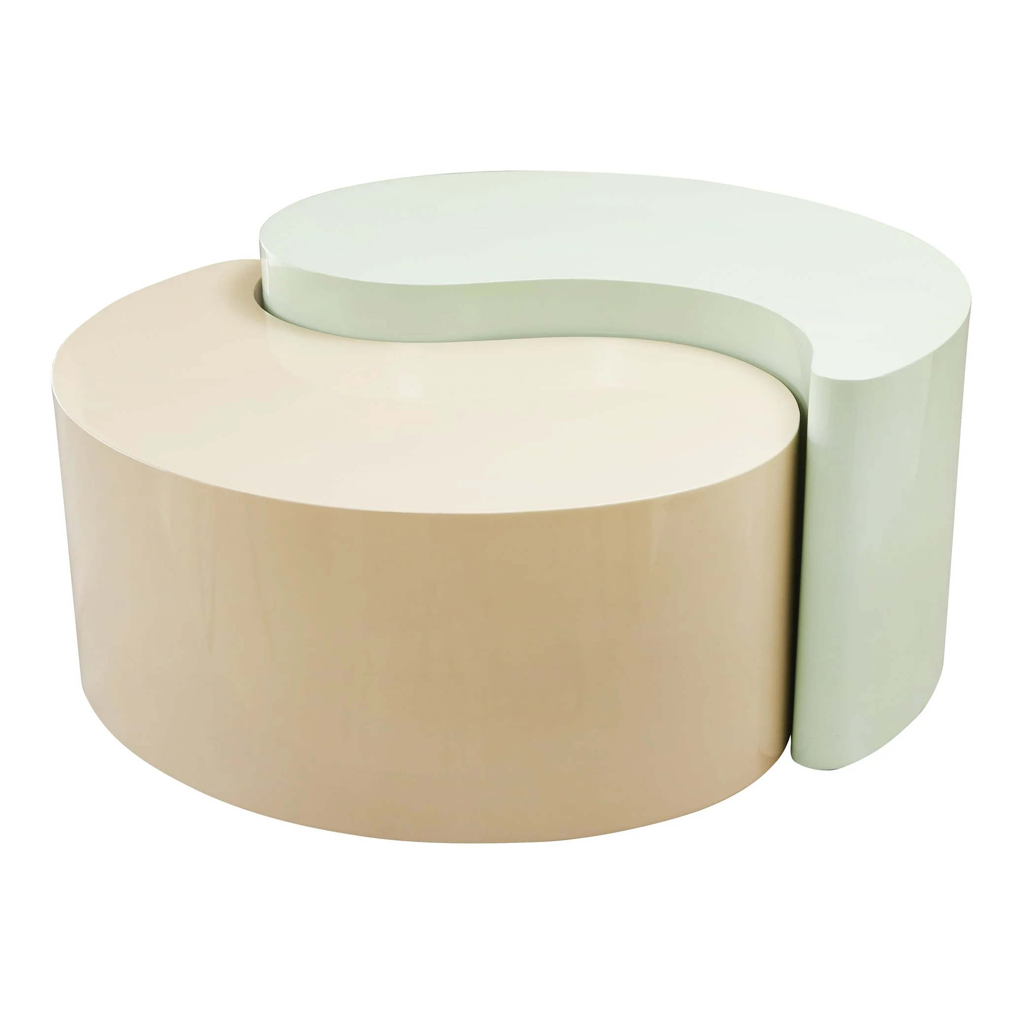 Ying Yang  Coffee Table in Mint & Taupe - Image 5