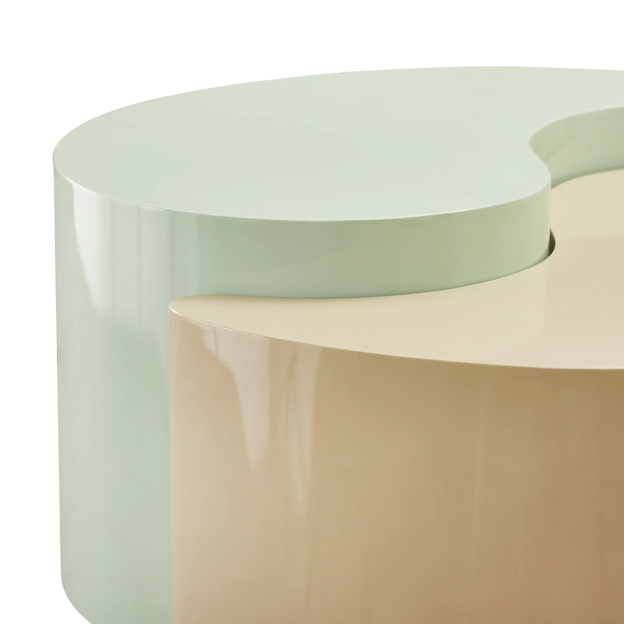 Ying Yang  End Table in Mint & Taupe - Image 4
