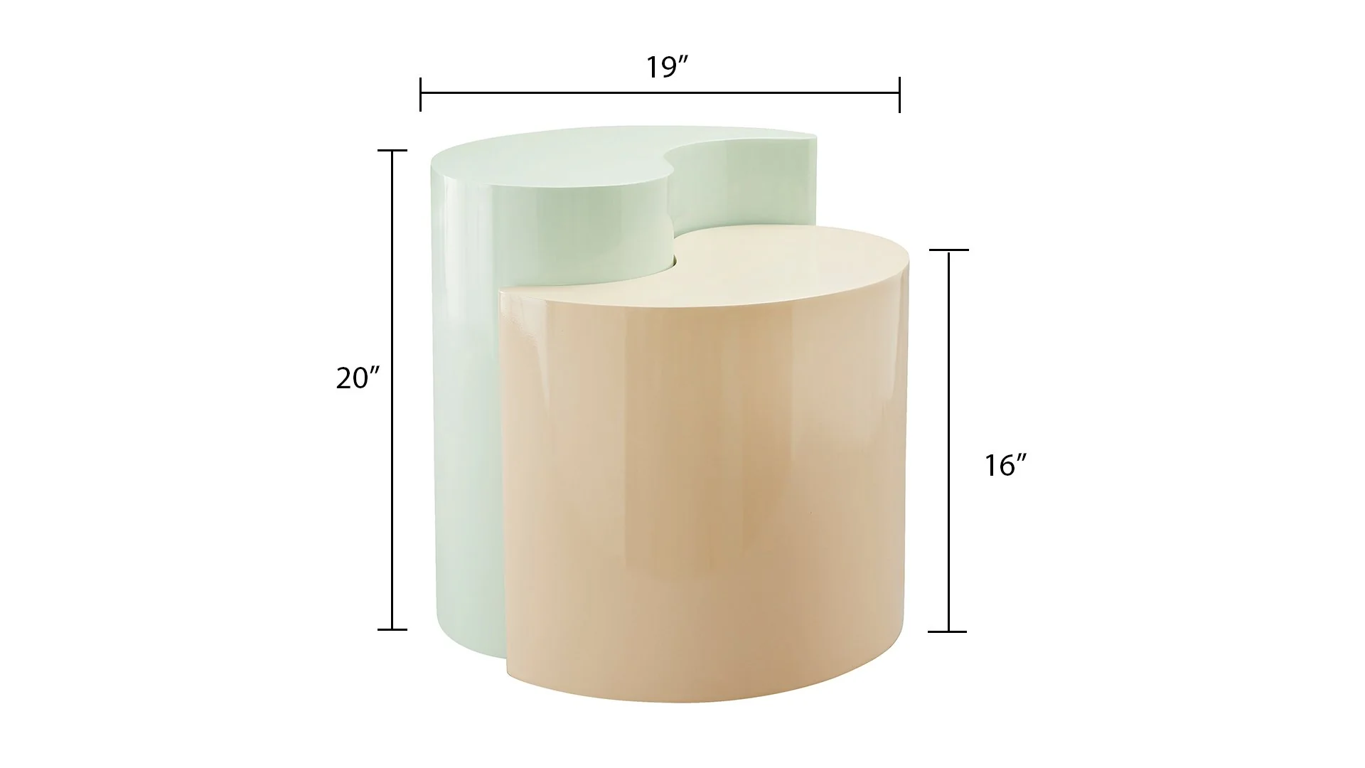 Ying Yang  End Table in Mint & Taupe - Image 7