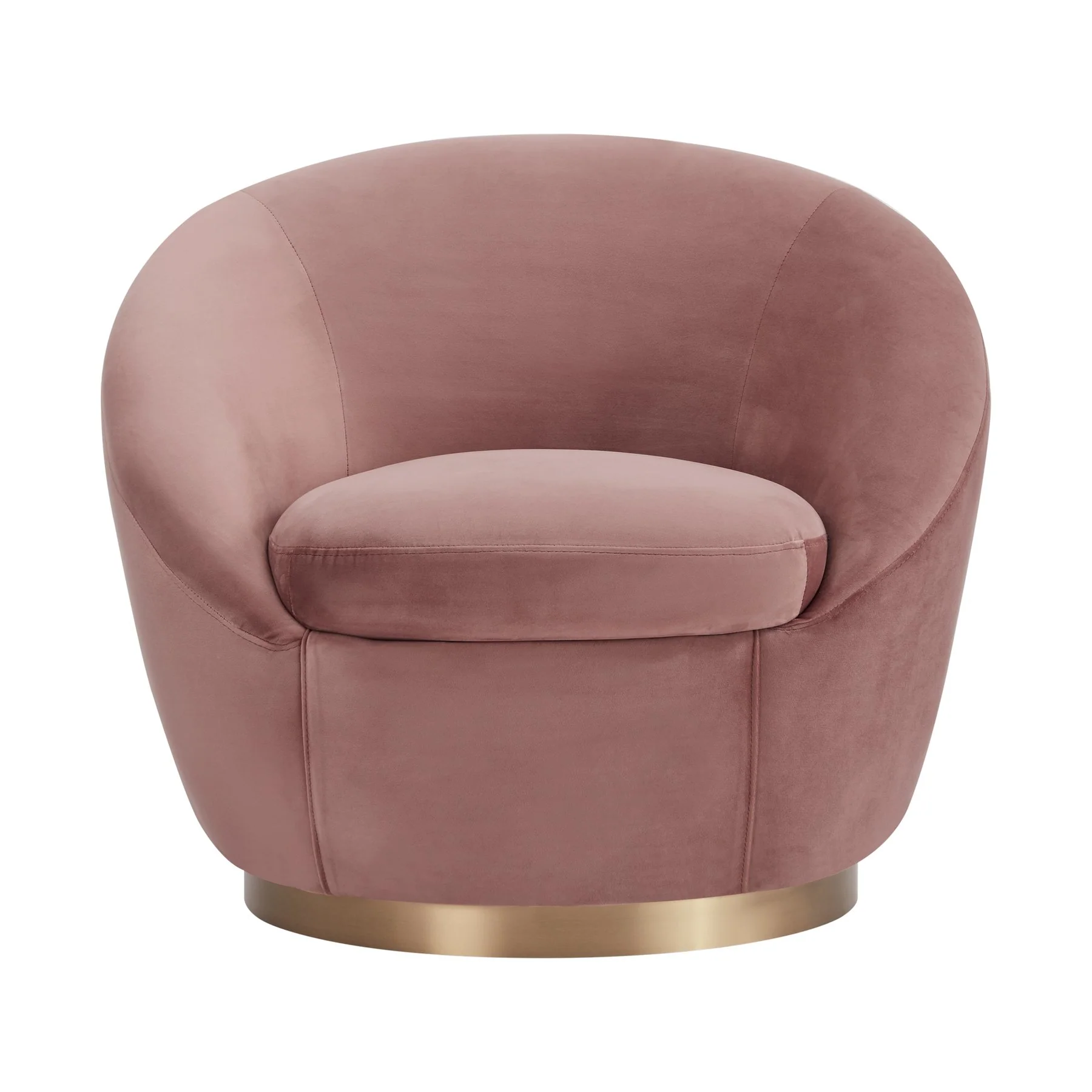 Yves Blush Velvet Swivel Accent Chair with Gold Base - Image 2