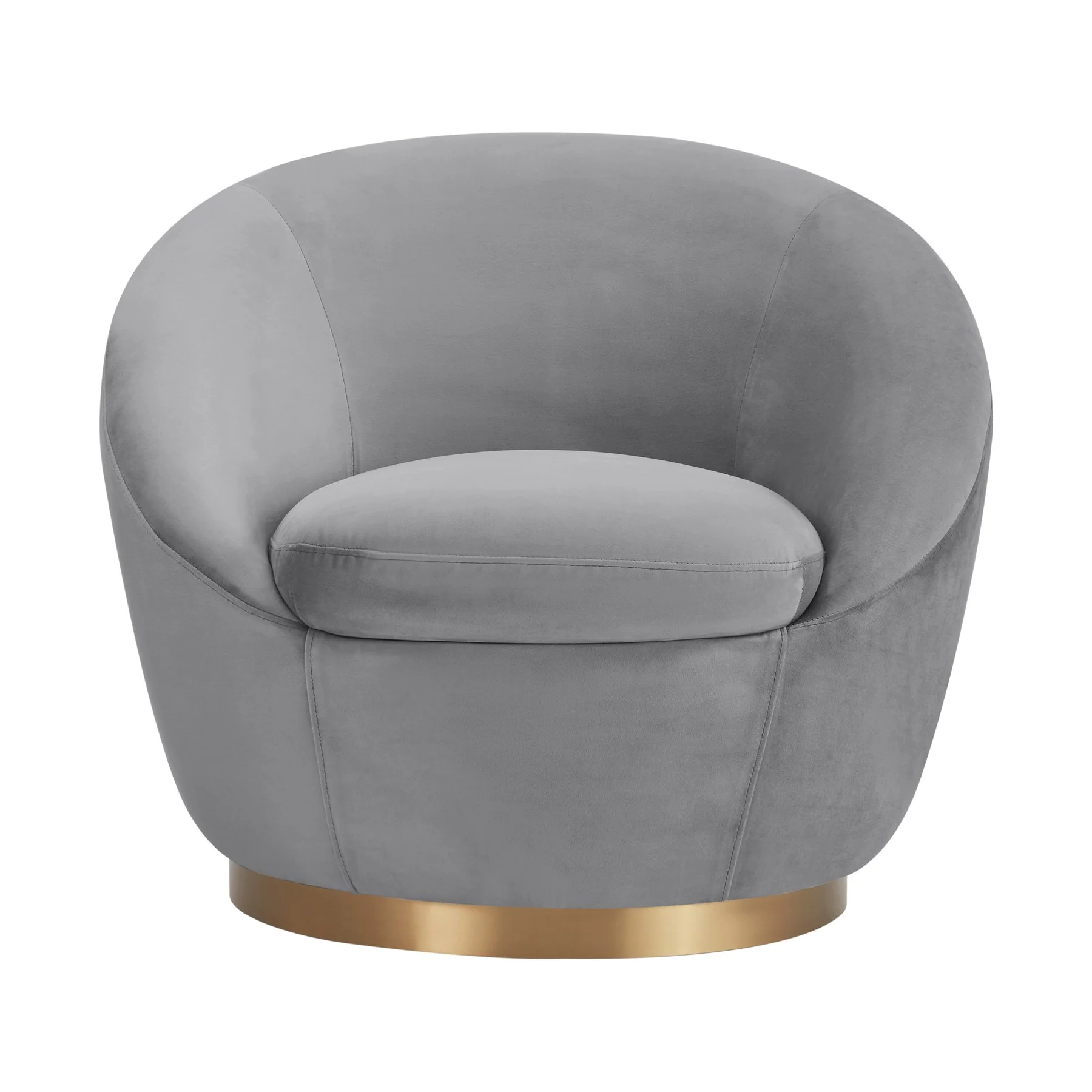 Yves Gray Velvet Swivel Accent Chair with Gold Base - Image 2