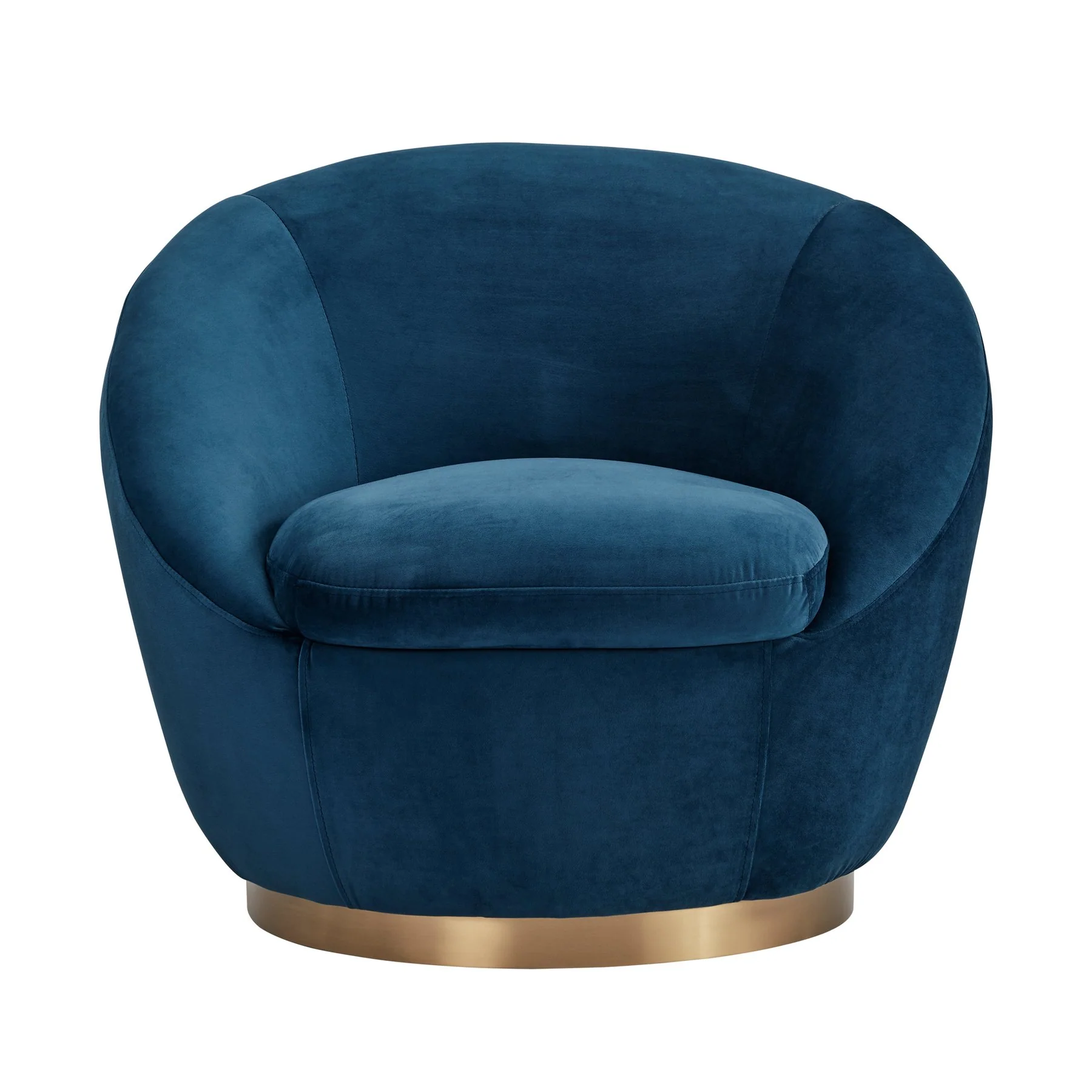 Yves Navy Velvet Swivel Accent Chair with Gold Base - Image 2