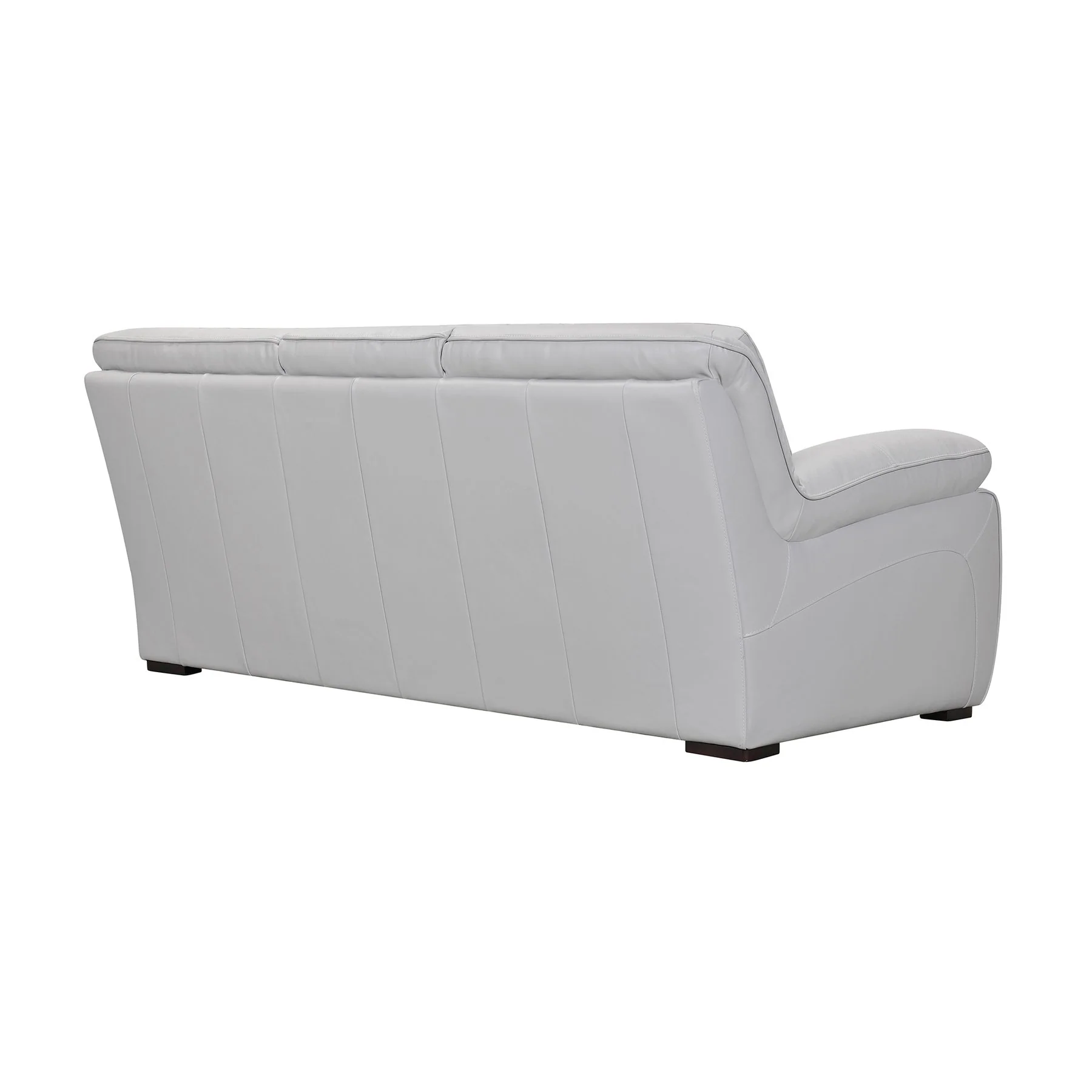 Zanna Contemporary Sofa in Genuine Dove Gray Leather with Brown Wood Legs - Image 3