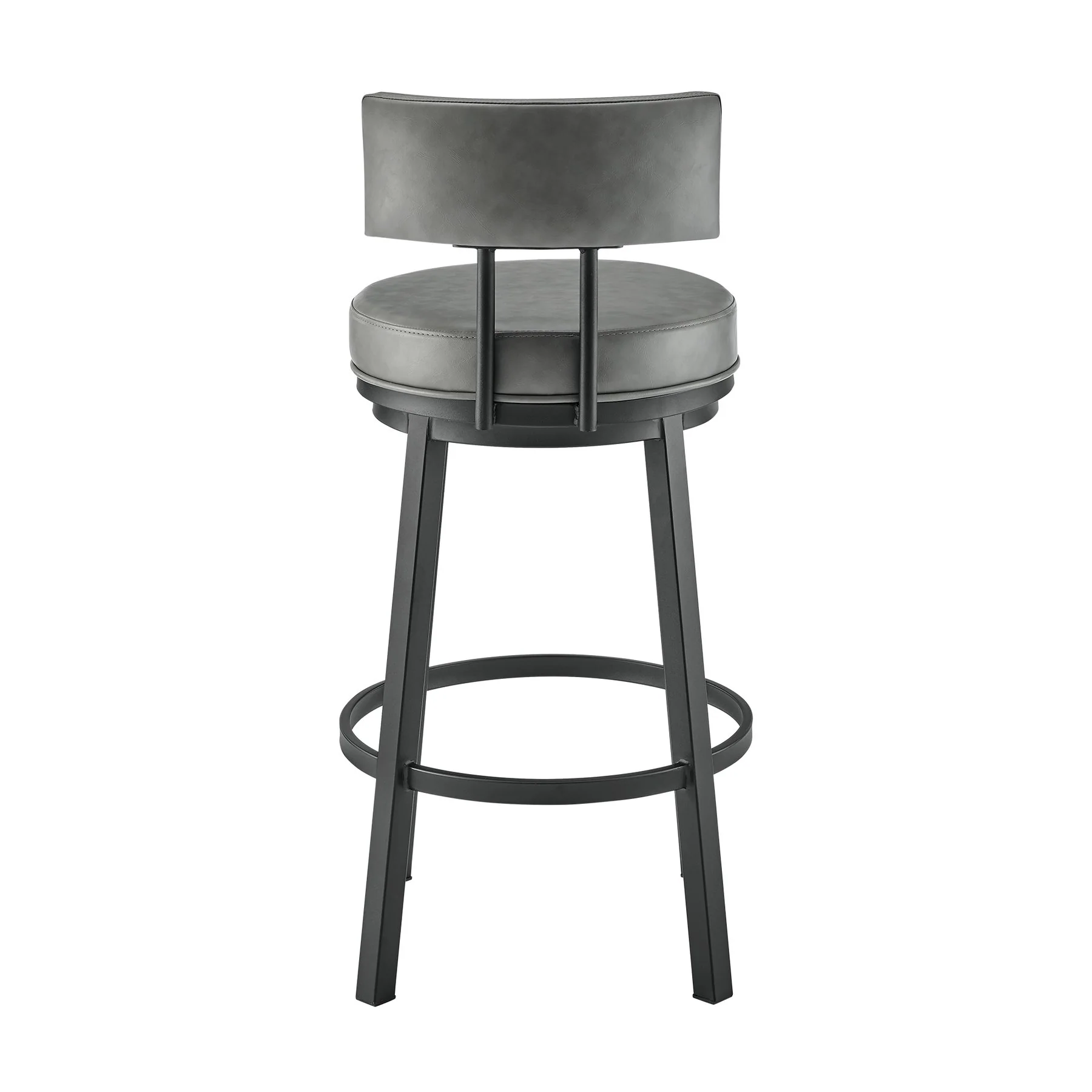 Zelda Swivel Bar Stool in Black Finish with Gray Faux Leather - Image 5