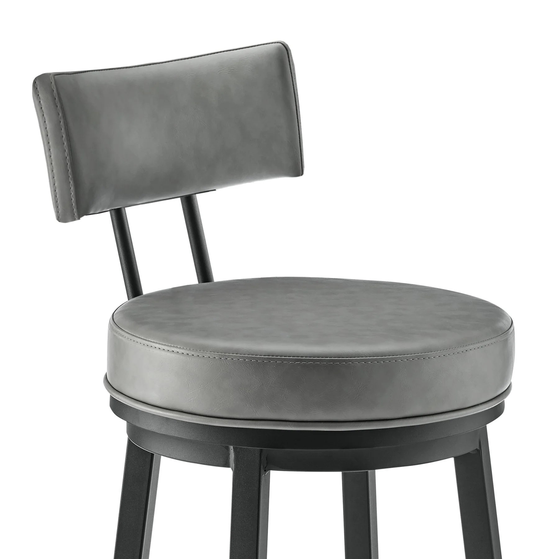 Zelda Swivel Bar Stool in Black Finish with Gray Faux Leather - Image 6