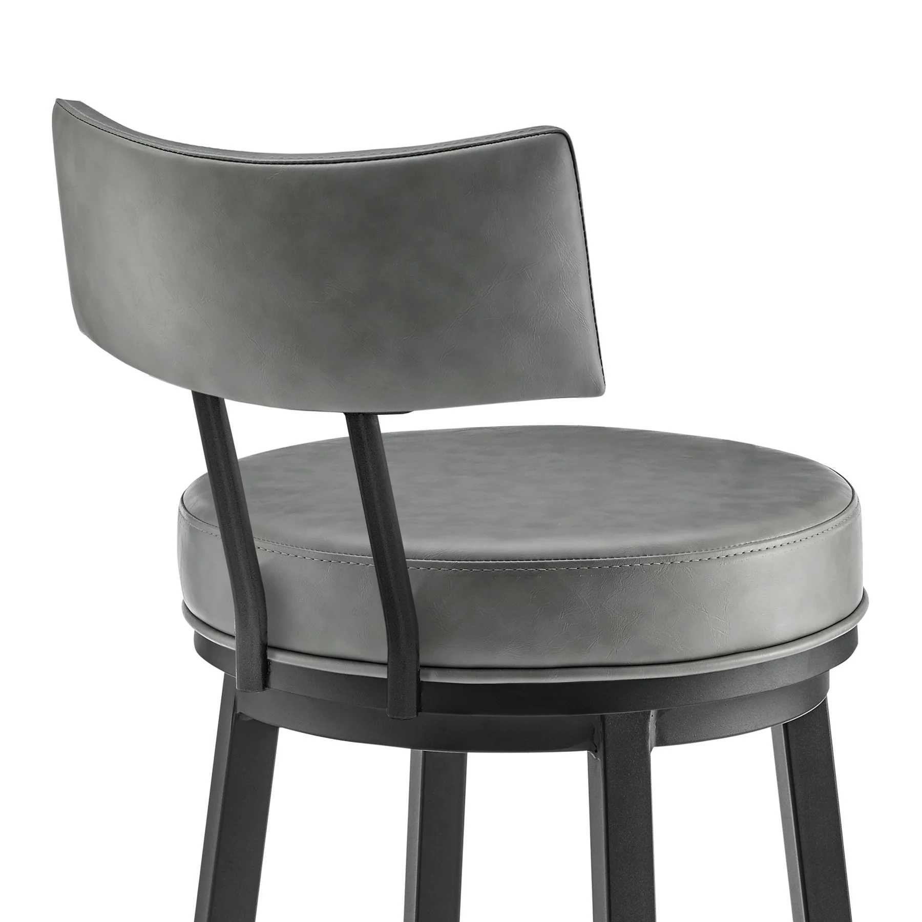 Zelda Swivel Bar Stool in Black Finish with Gray Faux Leather - Image 7