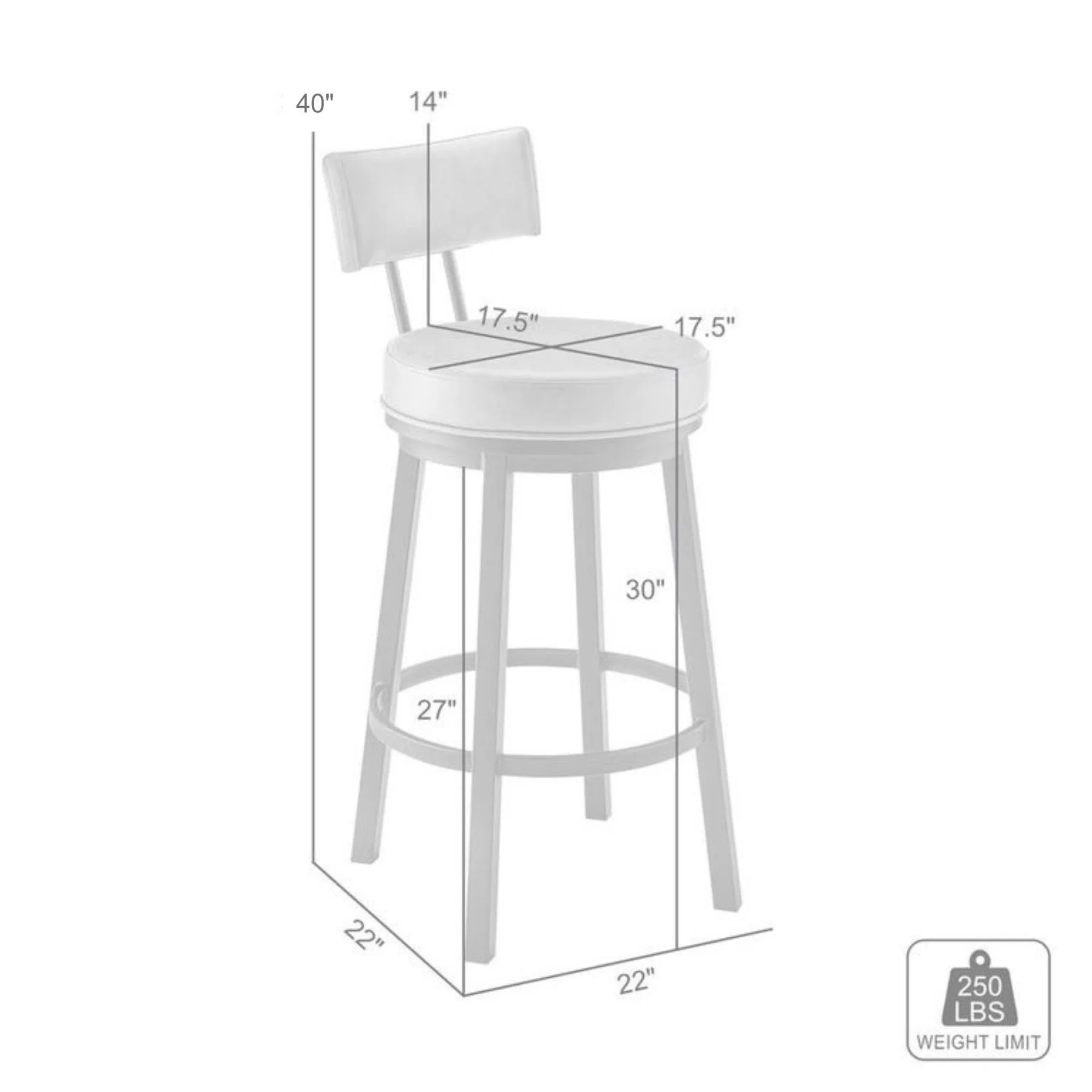Zelda Swivel Bar Stool in Black Finish with Gray Faux Leather - Image 9