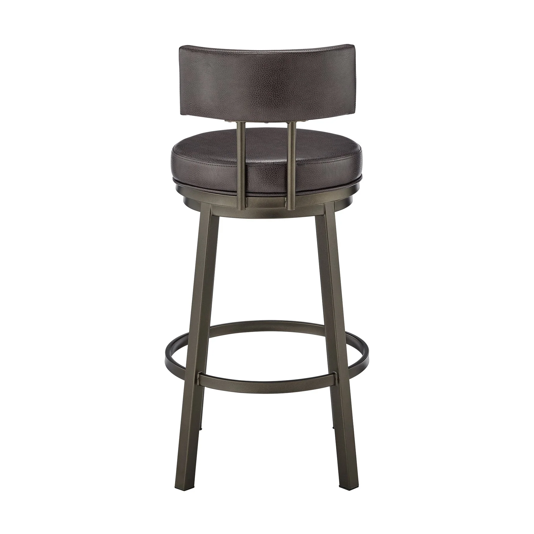 Zelda Swivel Bar Stool in Mocha Finish with Brown Faux Leather - Image 5