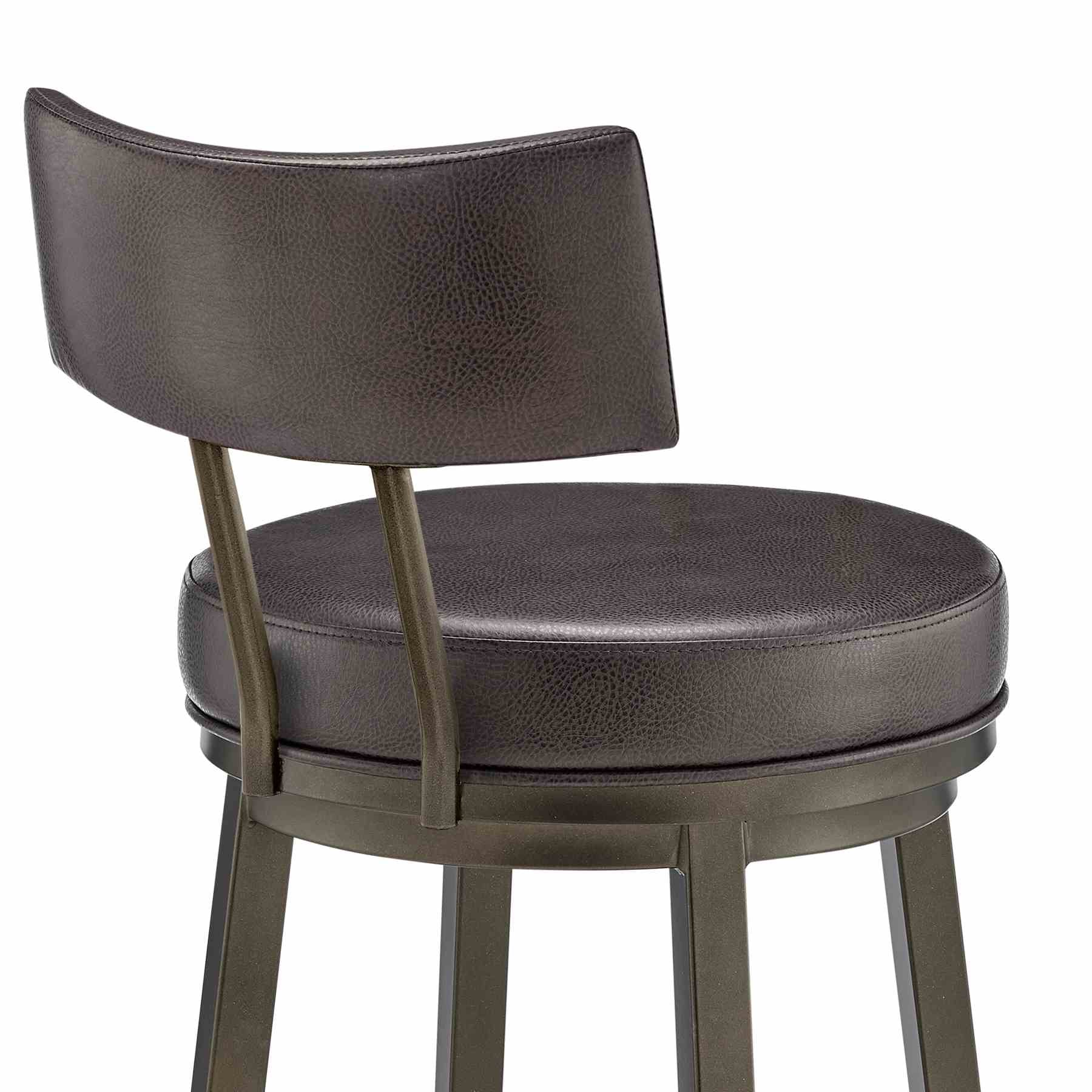 Zelda Swivel Bar Stool in Mocha Finish with Brown Faux Leather - Image 7