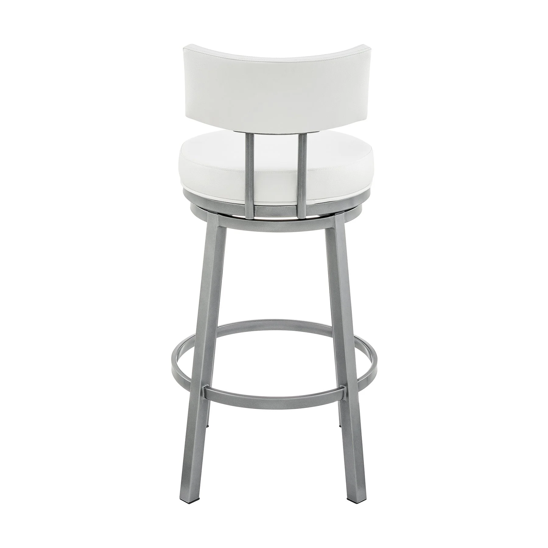 Zelda Swivel Counter Stool in Cloud Finish with White Faux Leather - Image 5
