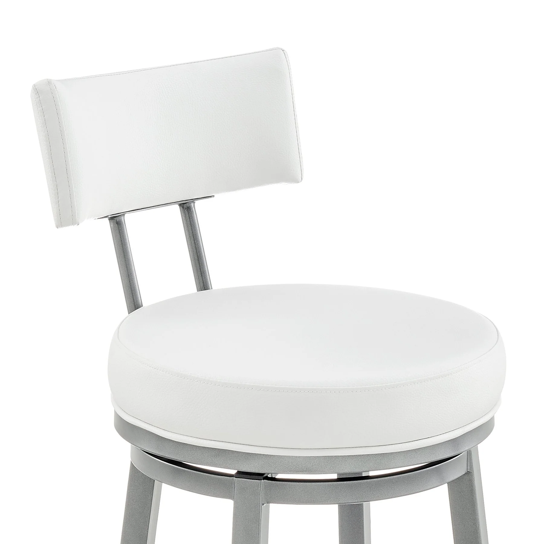 Zelda Swivel Counter Stool in Cloud Finish with White Faux Leather - Image 6