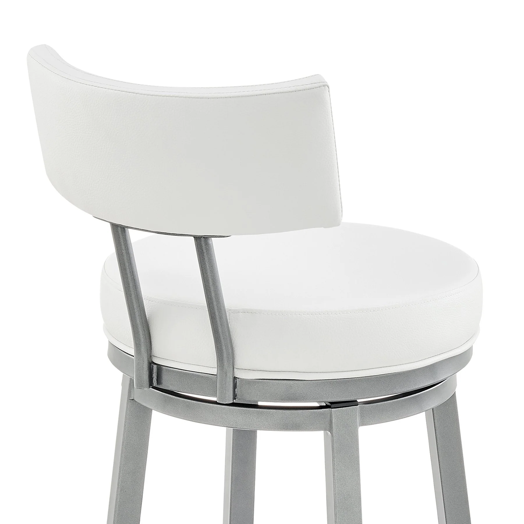 Zelda Swivel Counter Stool in Cloud Finish with White Faux Leather - Image 7