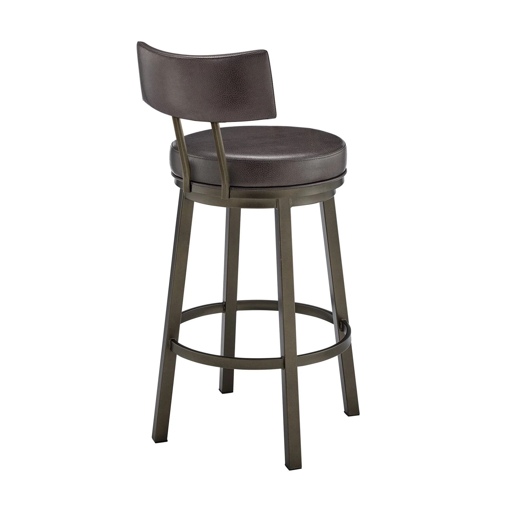 Zelda Swivel Counter Stool in Mocha Finish with Brown Faux Leather - Image 4