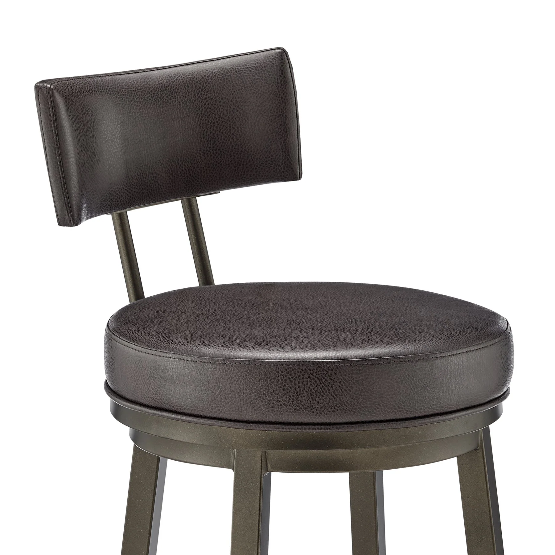 Zelda Swivel Counter Stool in Mocha Finish with Brown Faux Leather - Image 6