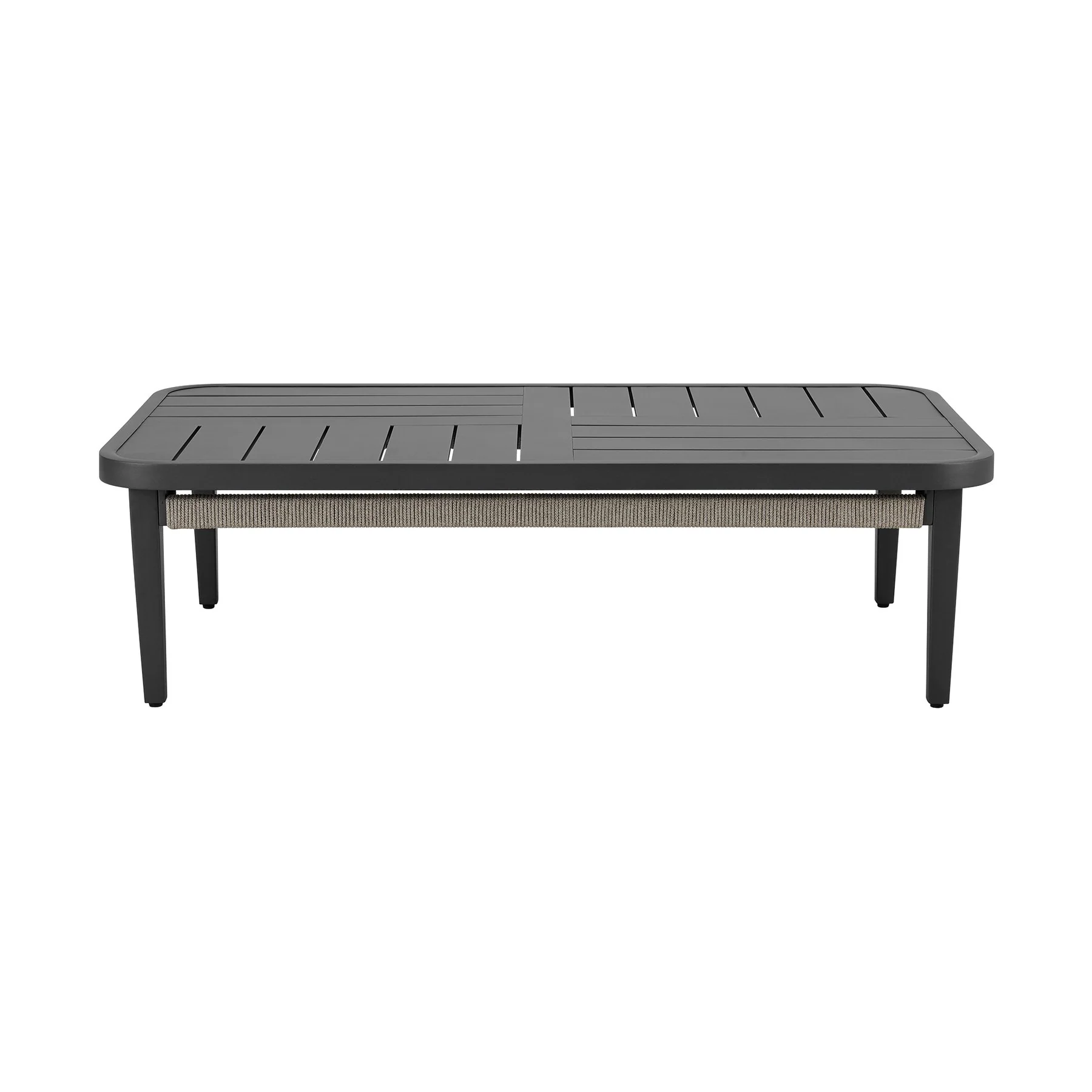 Zella Outdoor Patio 4 Piece Conversation Set in Aluminum with Light Gray Rope and Cushions - Image 6