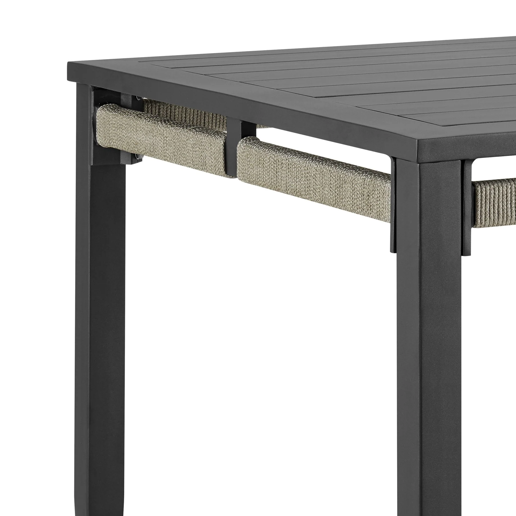 Zella Outdoor Patio 5 Piece Dining Set in Aluminum with Light Gray Rope and Cushions - Image 8
