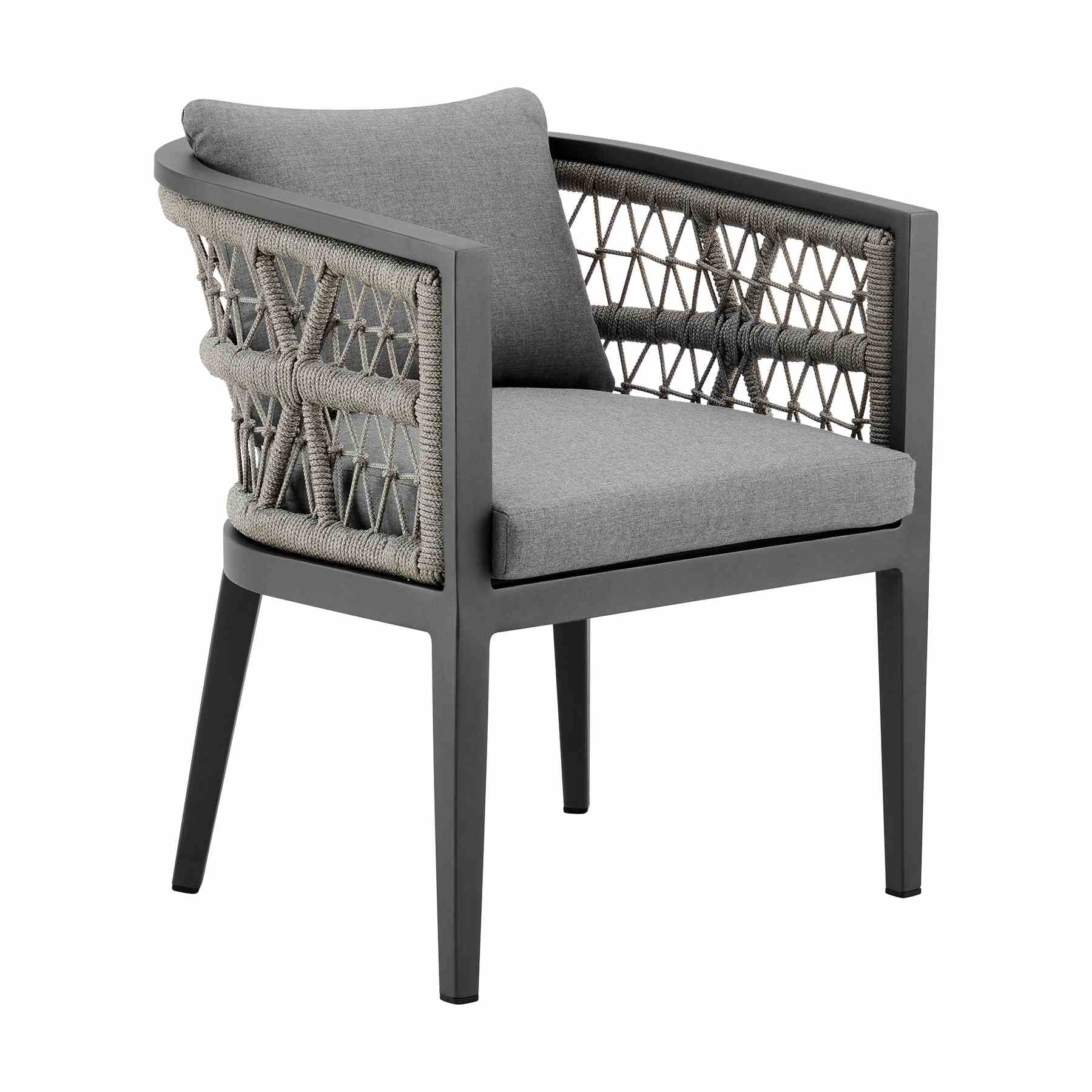 Zella Outdoor Patio 7 Piece Dining Set in Aluminum with Light Gray Rope and Cushions - Image 2