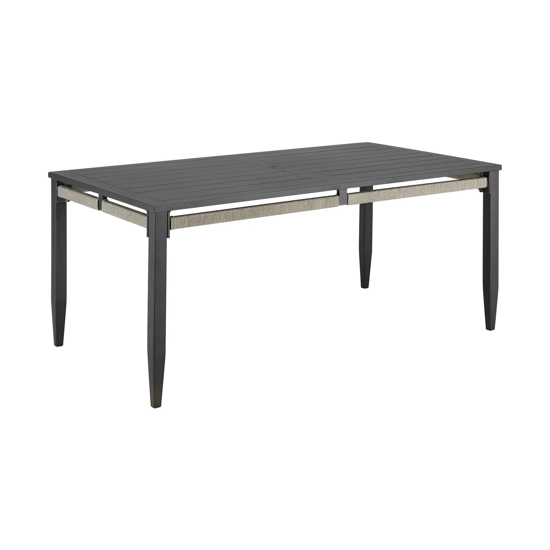 Zella Outdoor Patio 7 Piece Dining Set in Aluminum with Light Gray Rope and Cushions - Image 5