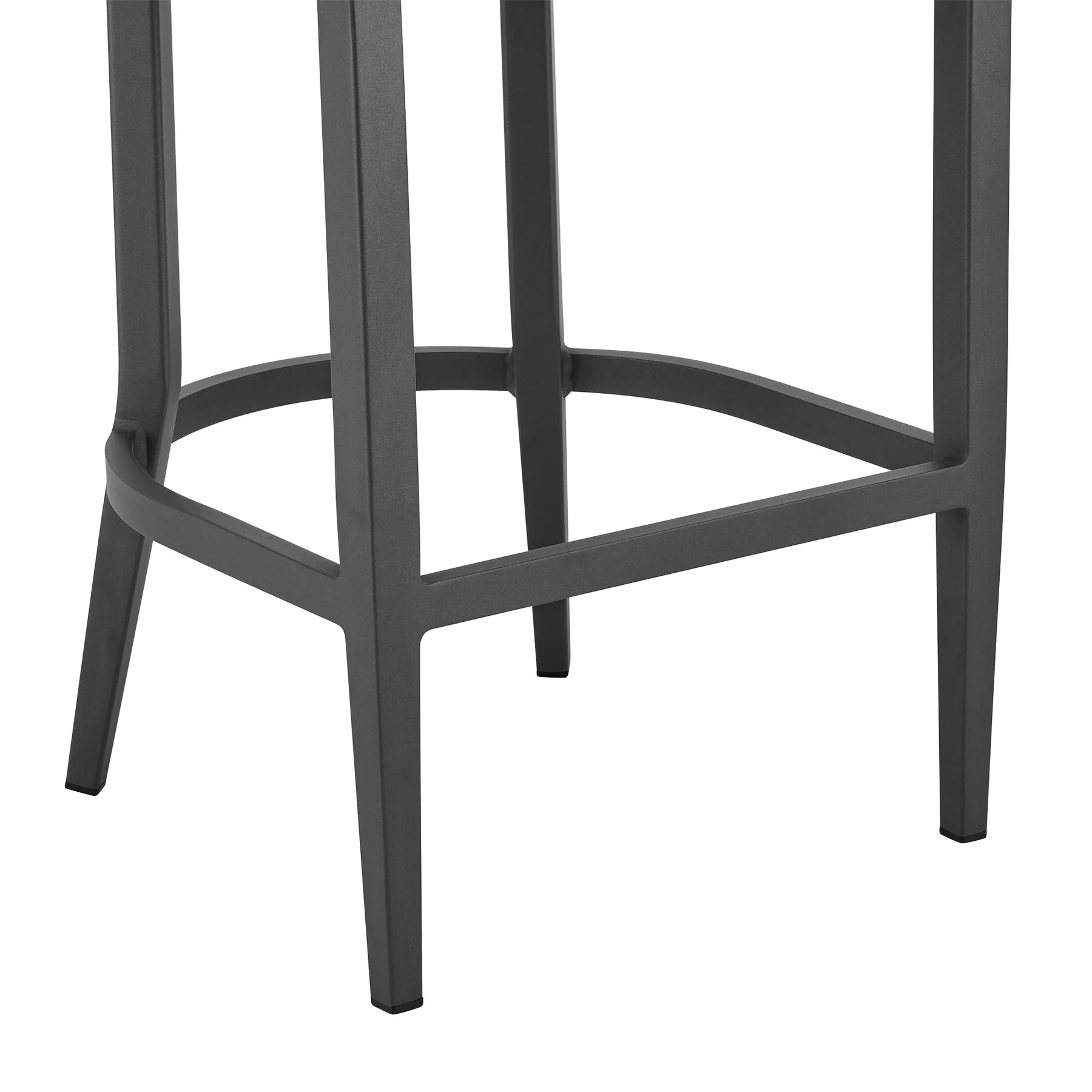 Zella Outdoor Patio Bar Stool in Aluminum with Light Gray Rope and Earl Gray Cushions - Image 8