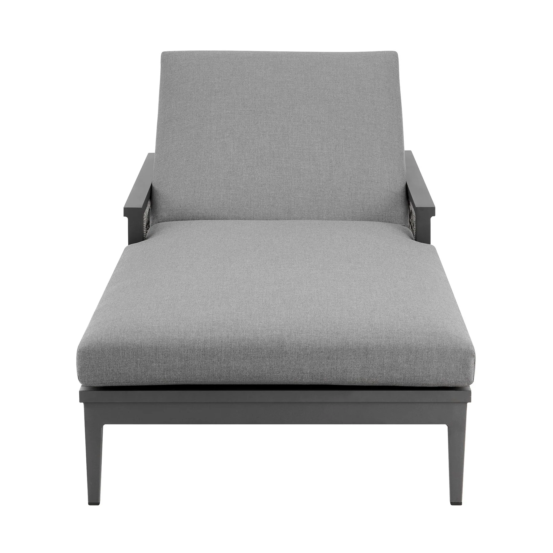 Zella Outdoor Patio Chaise Lounge Chair in Aluminum with Gray Rope and Earl Gray Cushions - Image 6